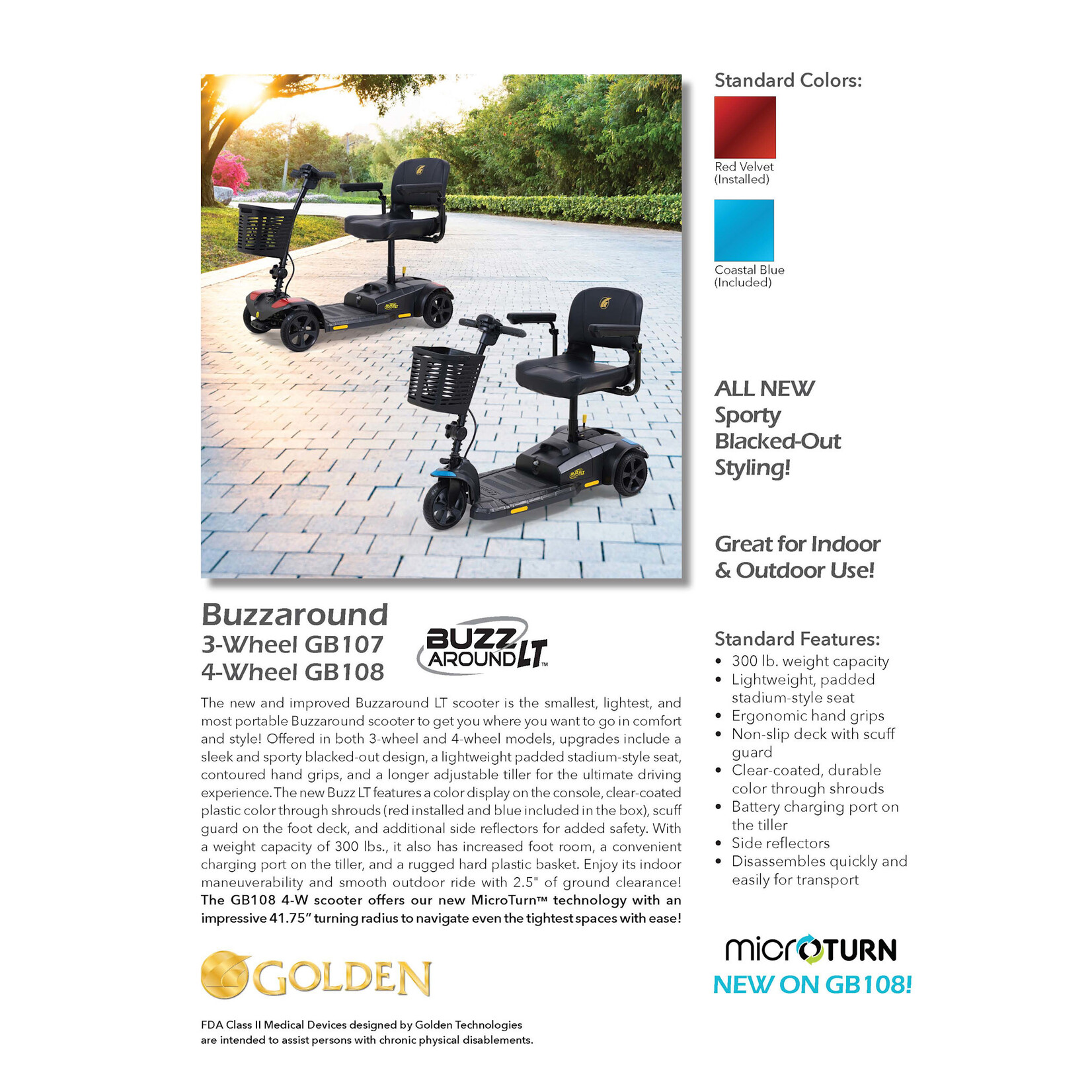 Golden Technologies Buzzaround LT, 4 wheel, Red