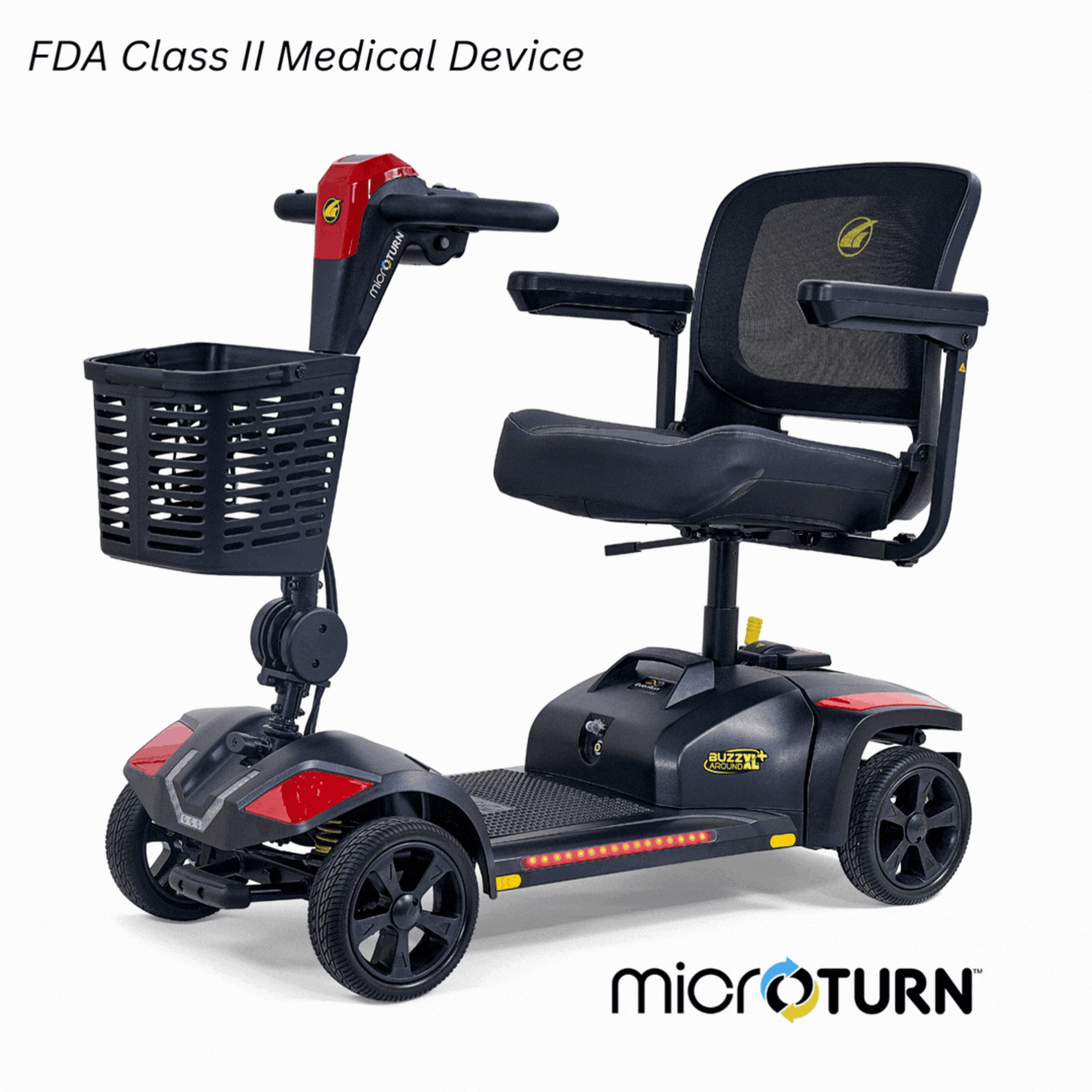Golden Technologies BuzzAround XL with Suspension, 4 wheel, Red and Blue