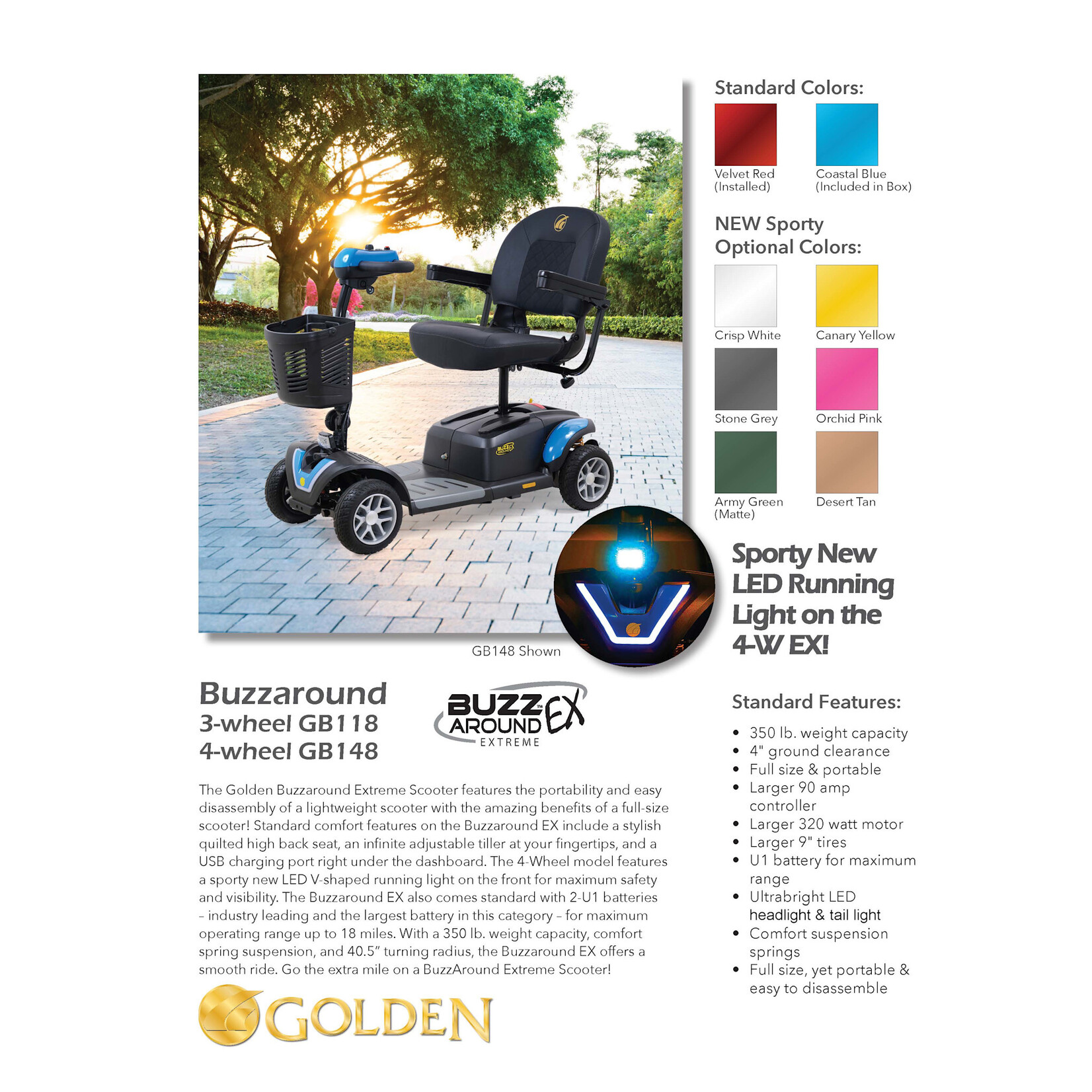 Golden Technologies BuzzAround Extreme Scooter, 4 wheel