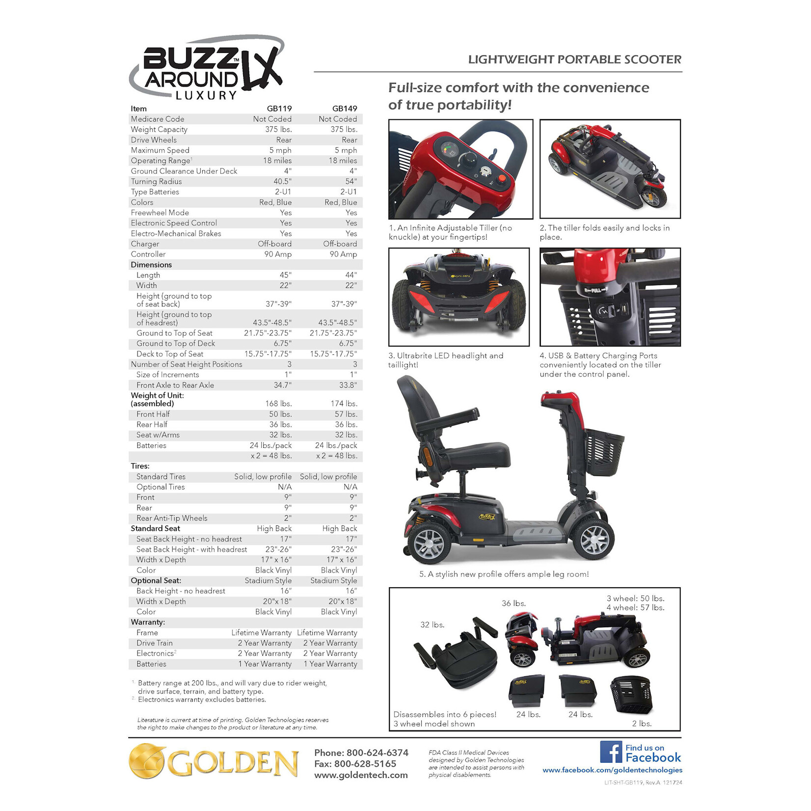 Golden Technologies BuzzAround Extreme LX Scooter, 4 wheel