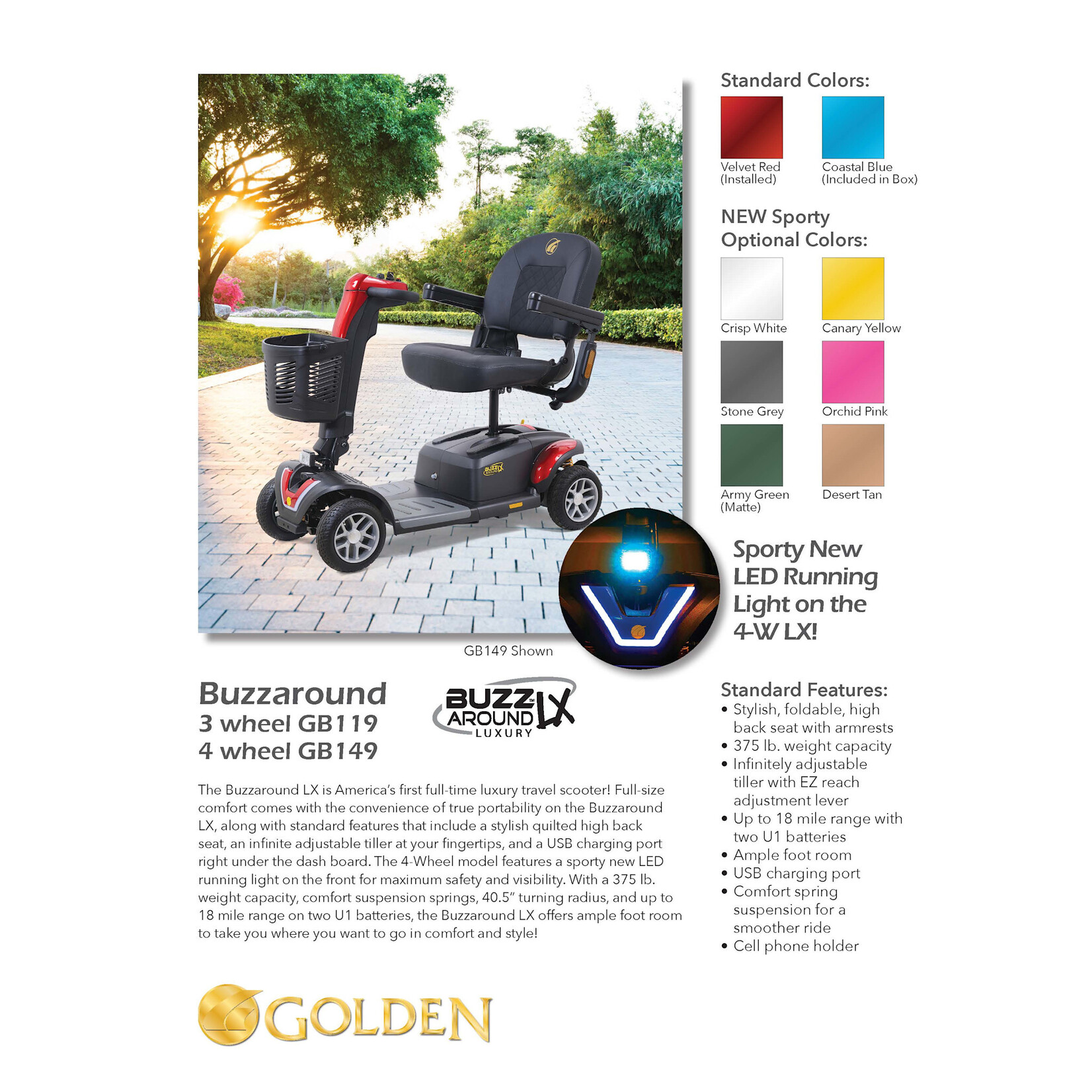 Golden Technologies BuzzAround Extreme LX Scooter, 4 wheel