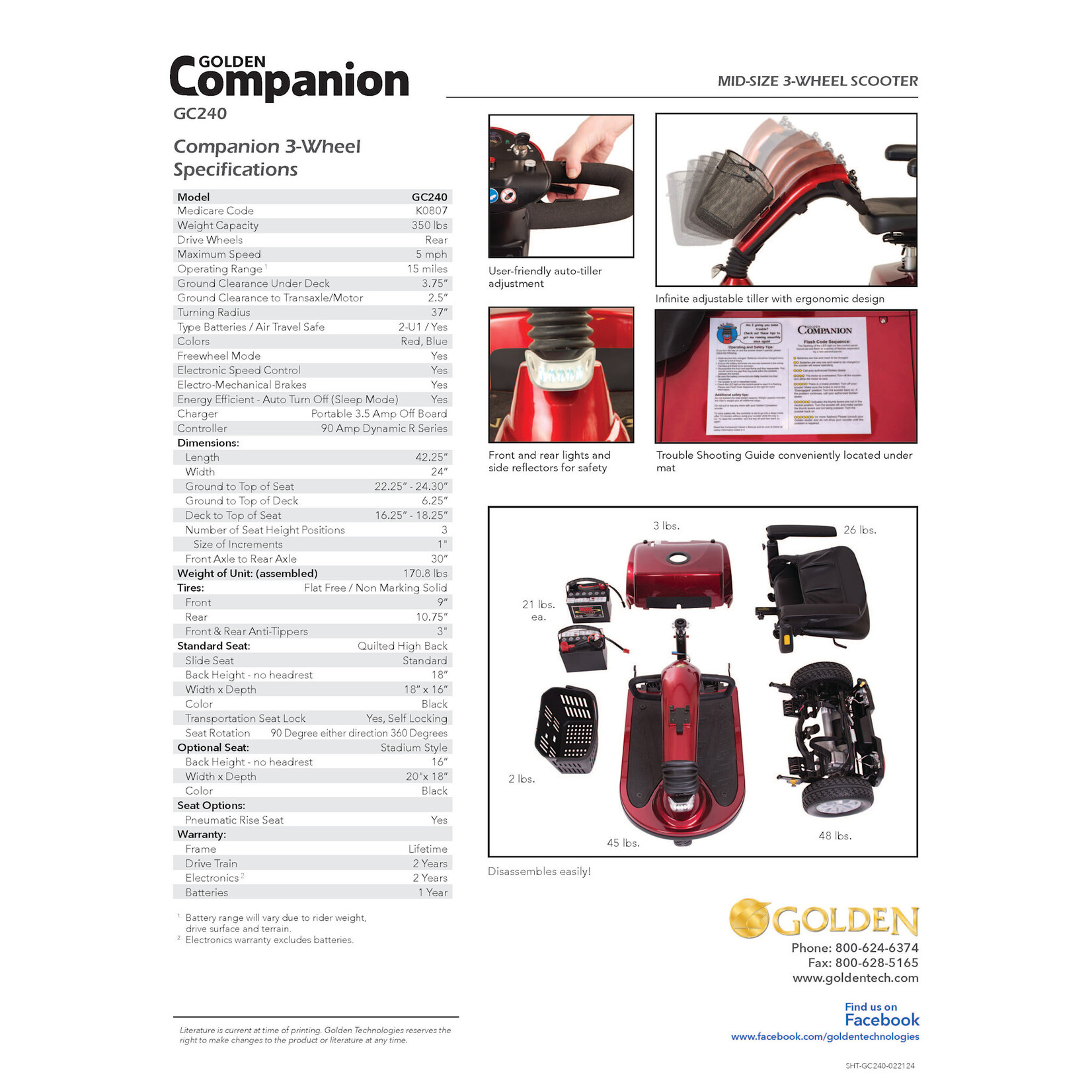 Golden Technologies Companion Scooter - 3 wheel (mid-size)