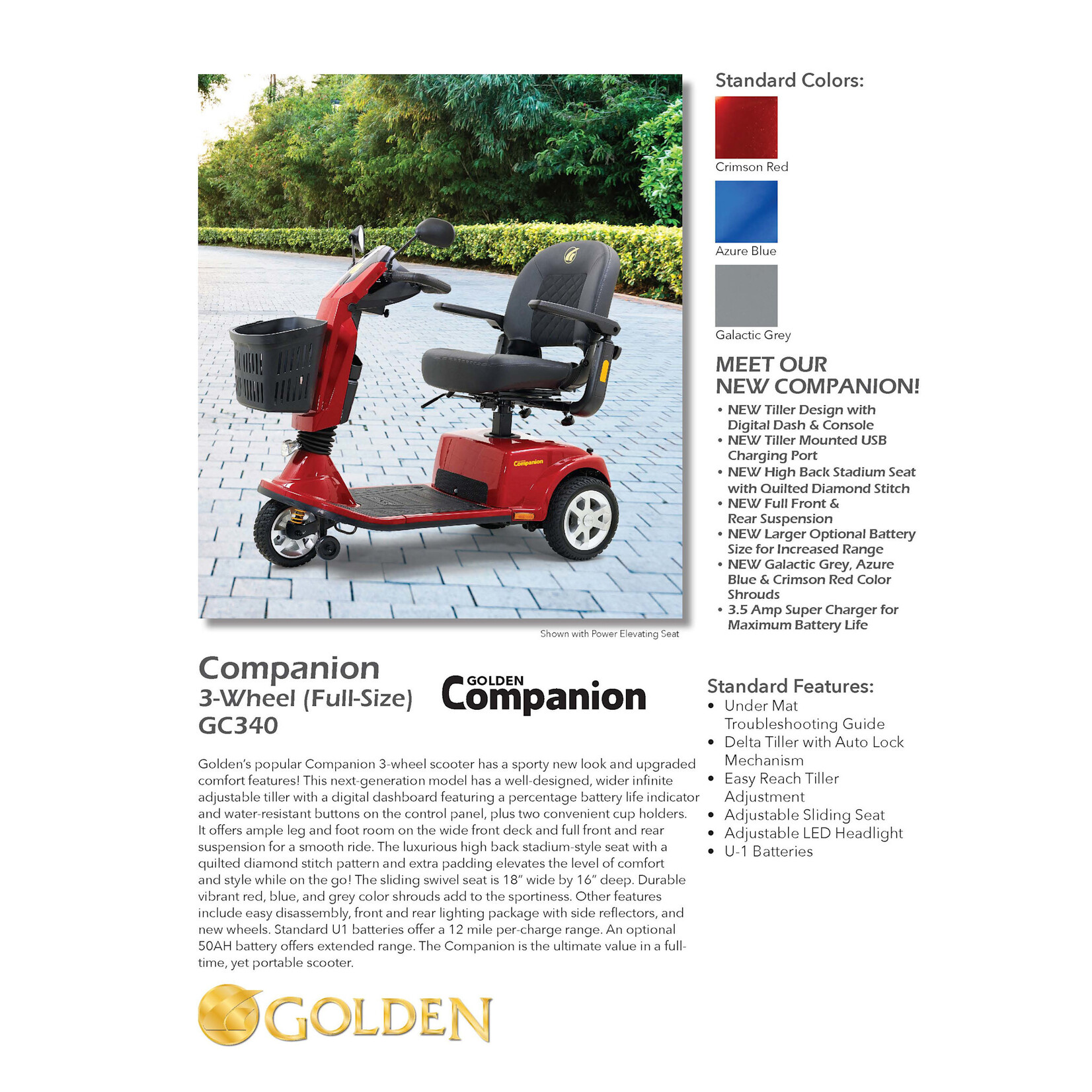 Golden Technologies Companion Scooter - 3 wheel