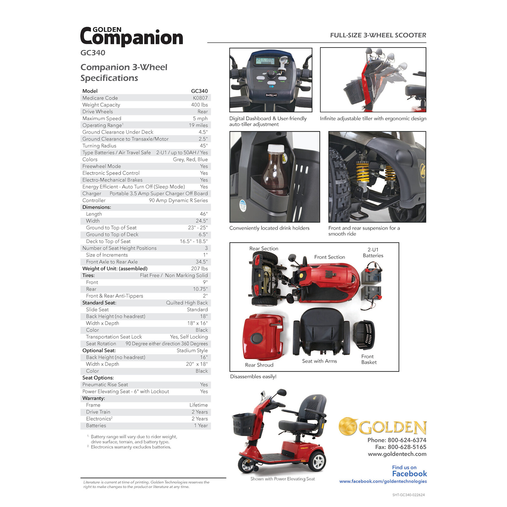 Golden Technologies Companion Scooter - 3 wheel