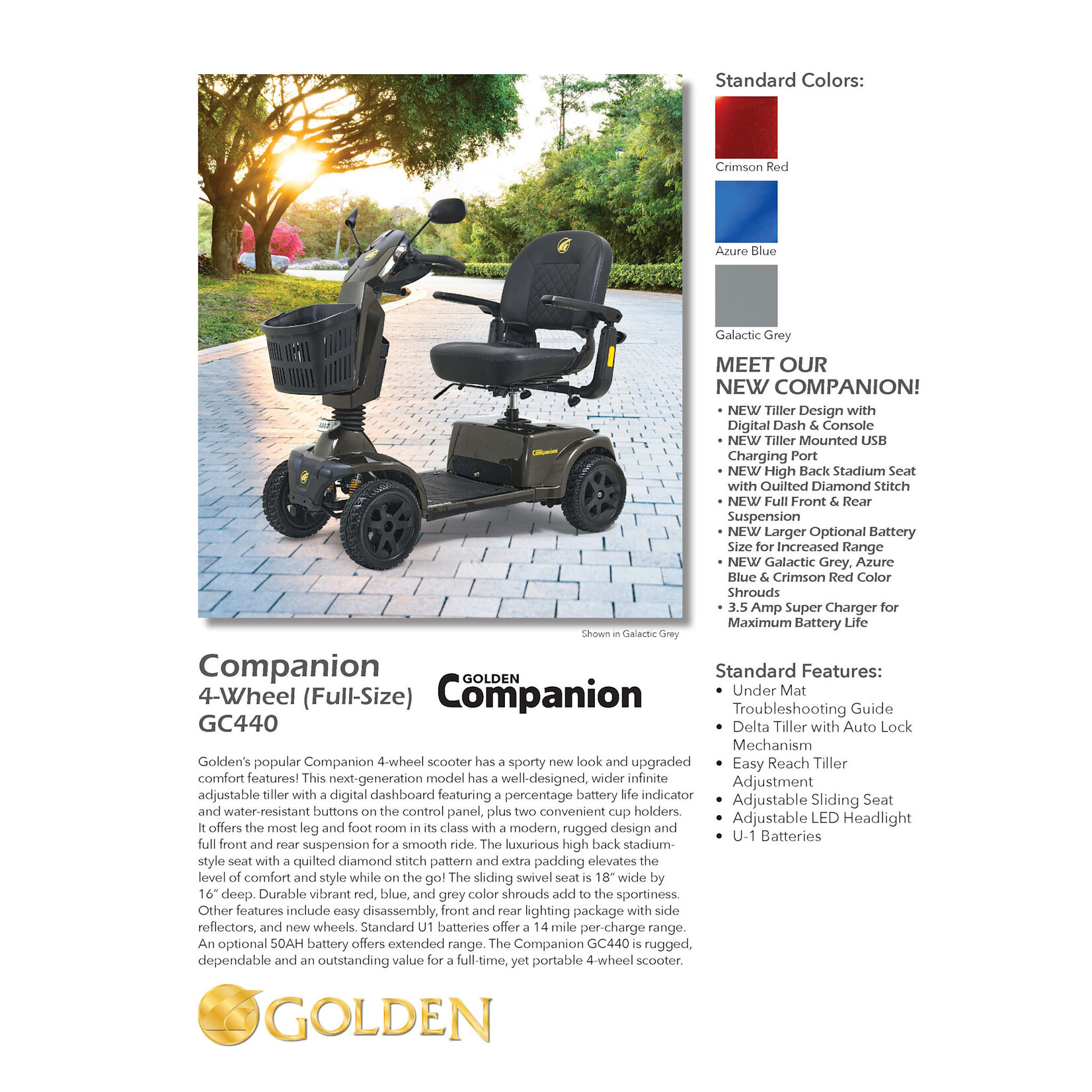 Golden Technologies Companion Scooter - 4 wheel, Red