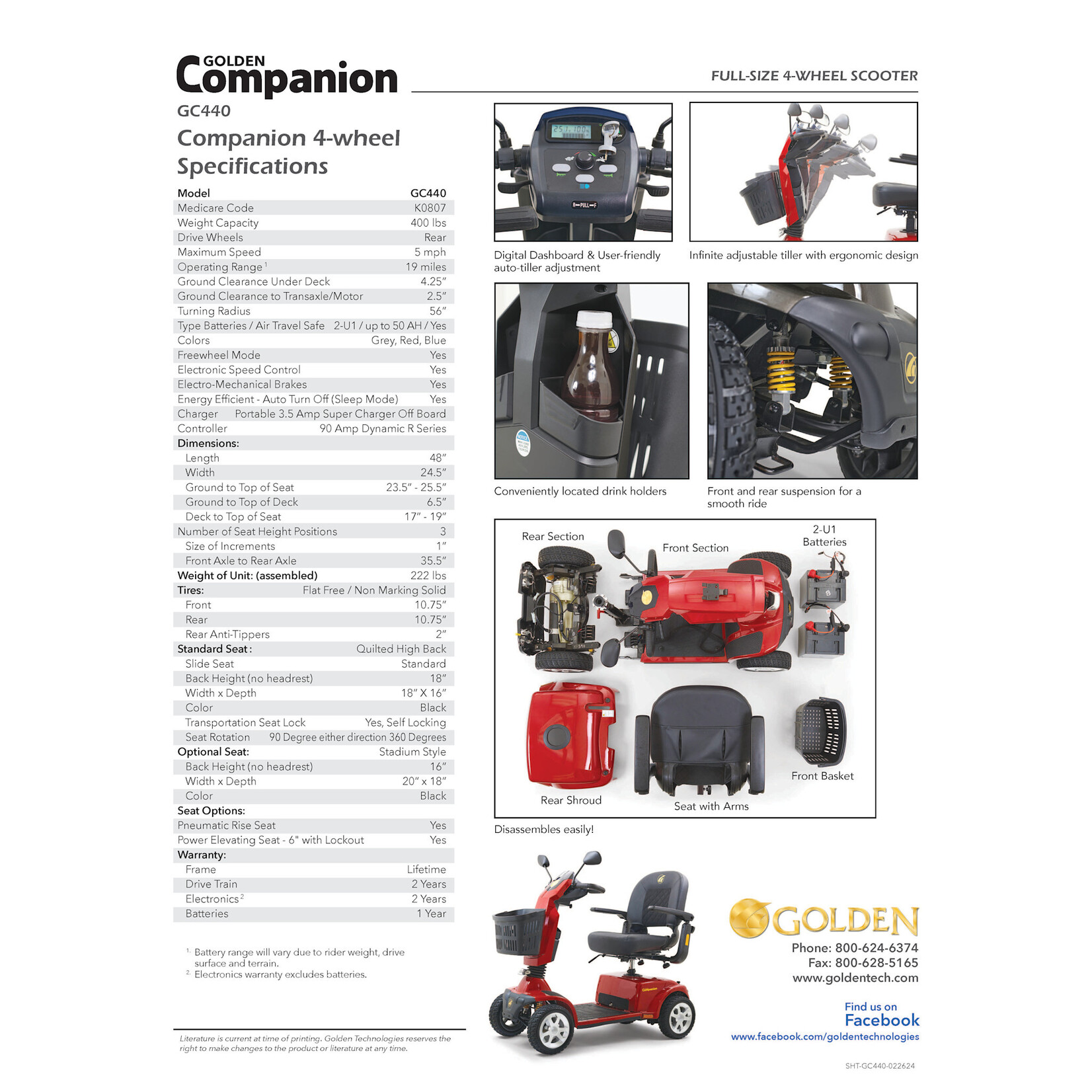 Golden Technologies Companion Scooter - 4 wheel, Red