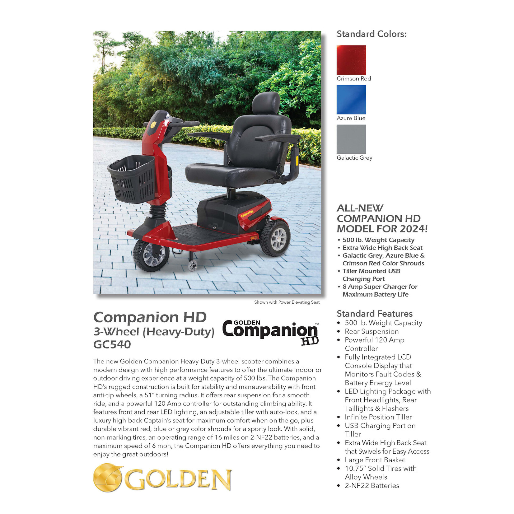 Golden Technologies Companion Scooter HD - 3 wheel