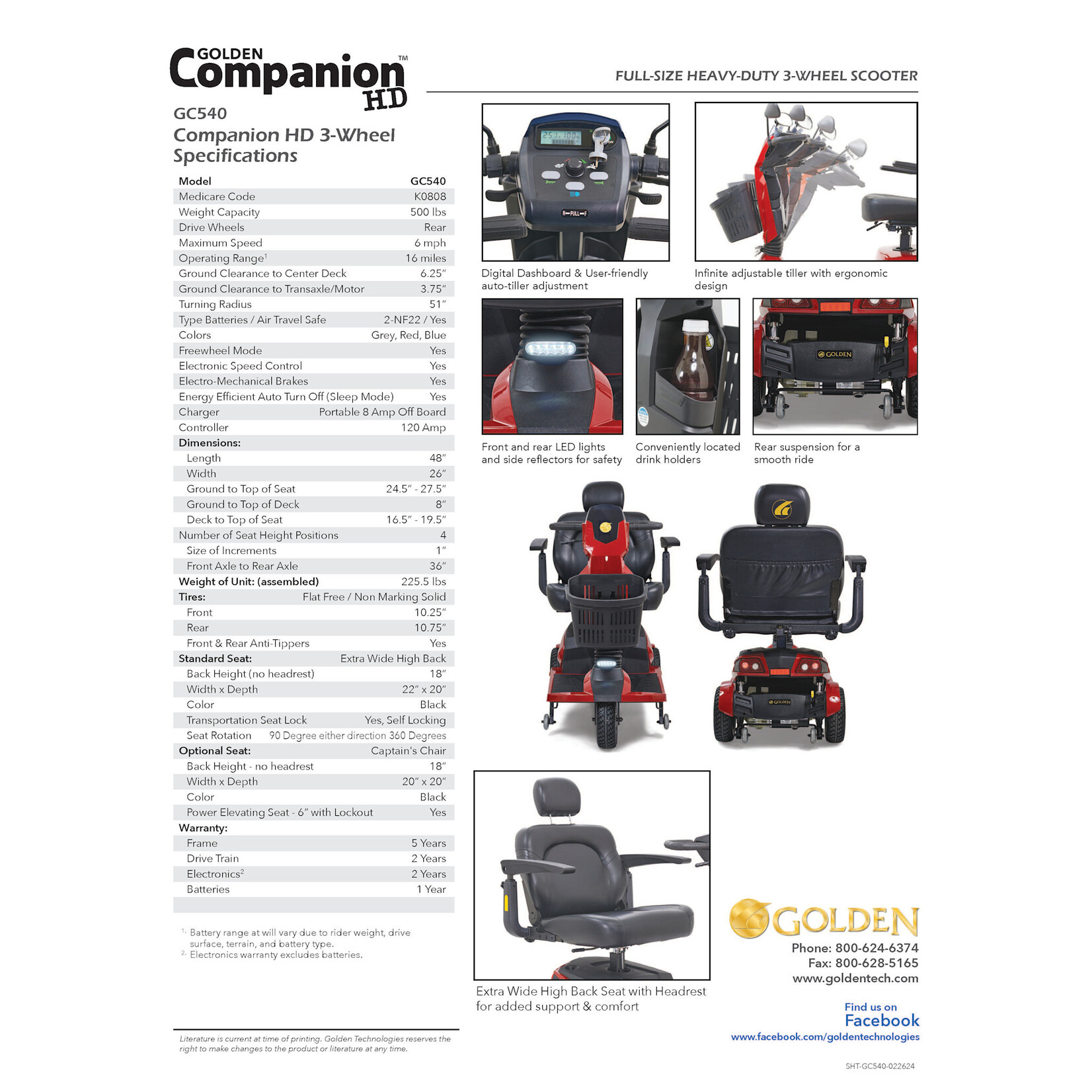 Golden Technologies Companion Scooter HD - 3 wheel