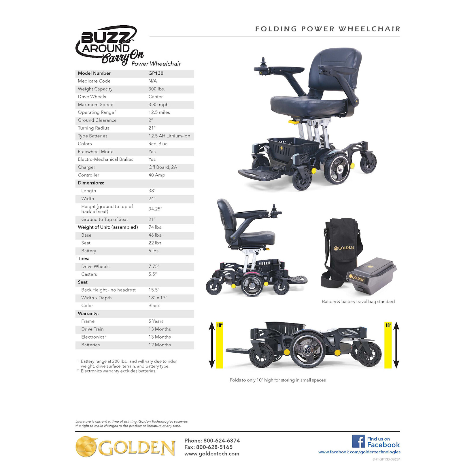 Golden Technologies Buzzaround CarryOn Power Wheelchair