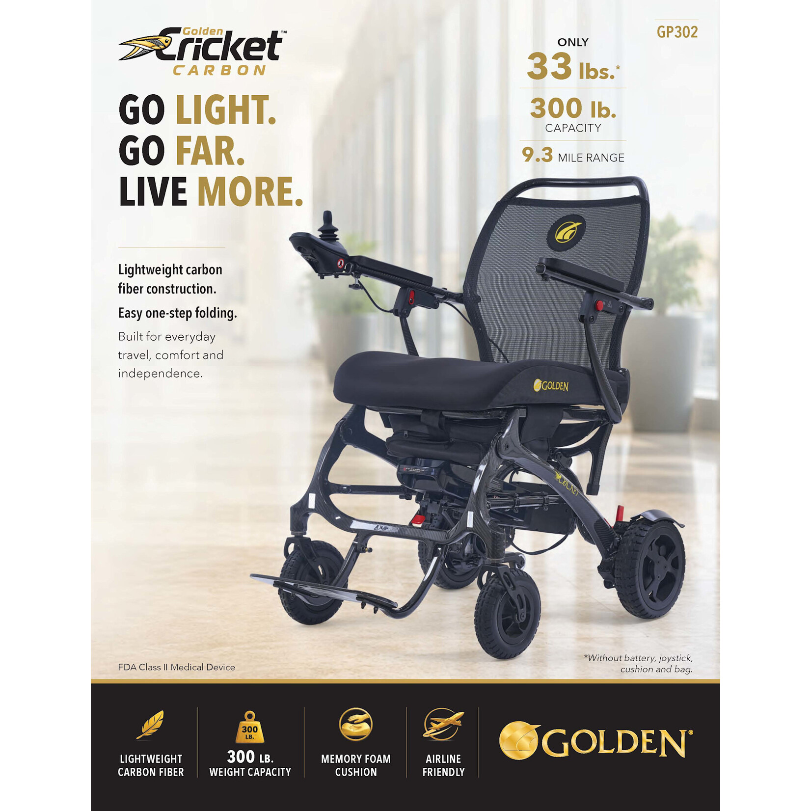 Golden Technologies Cricket Carbon Fiber Foldable Power Chair