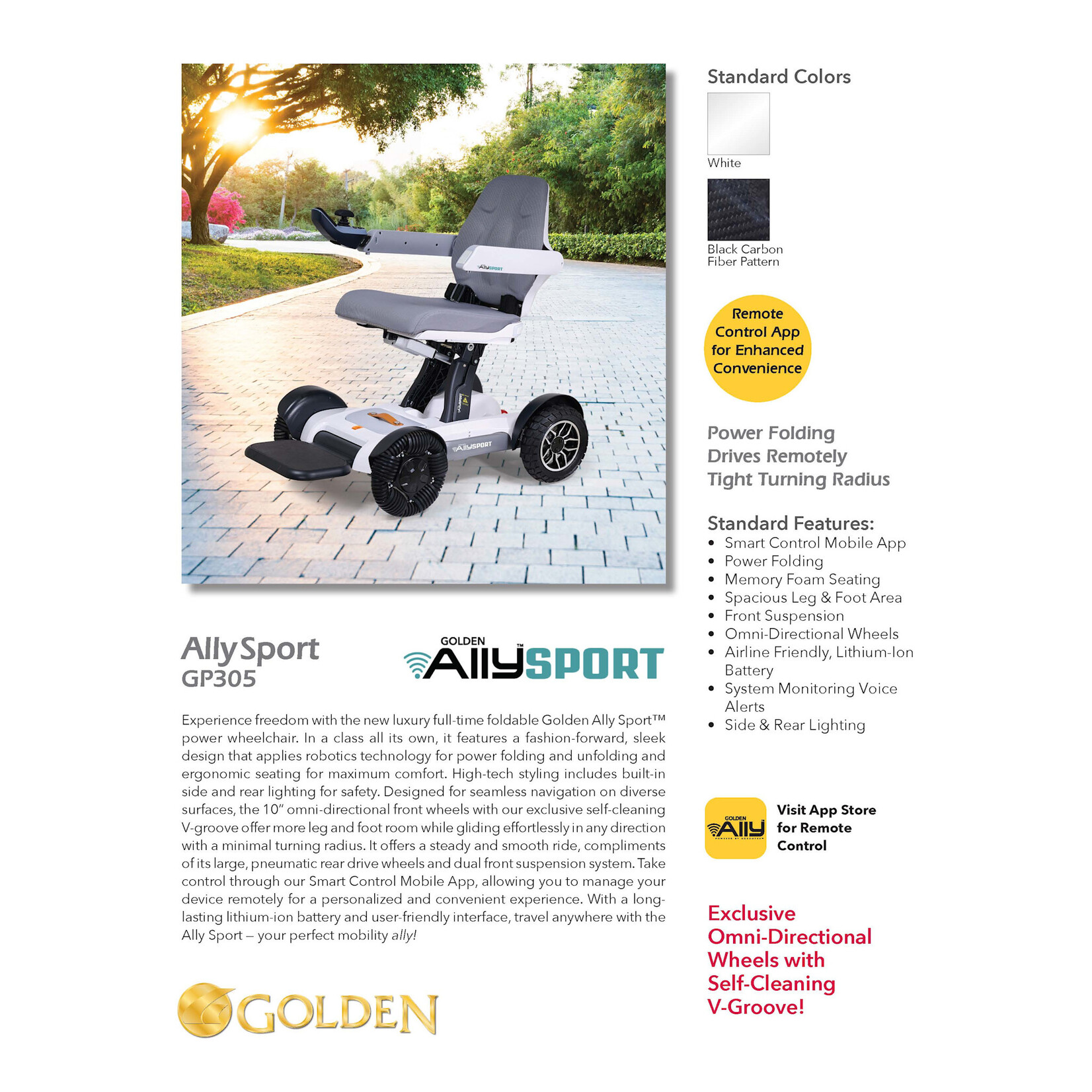 Golden Technologies Ally Sport Luxury Foldable Electric Wheelchair