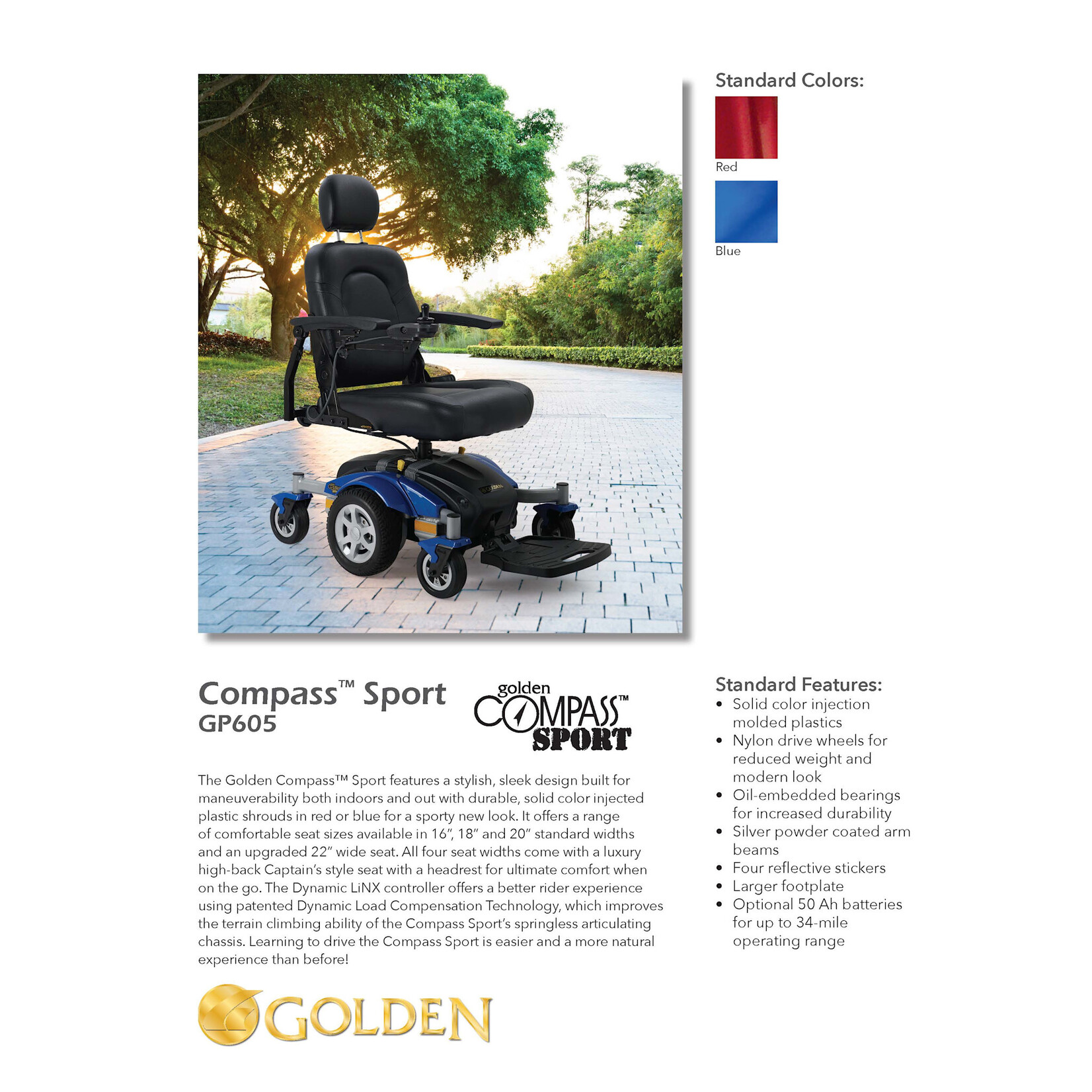 Golden Technologies Compass Sport Electric Wheelchair, Center Wheel Drive
