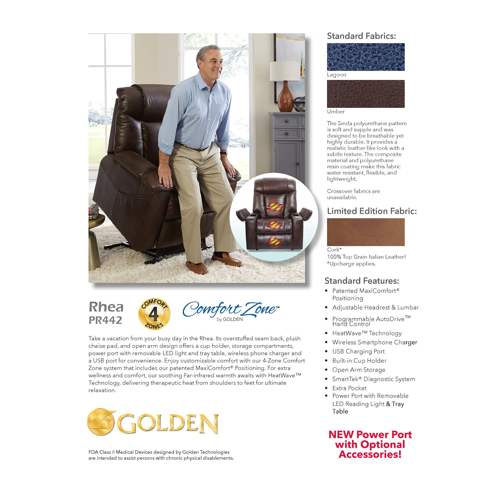 Golden Technologies 4 Zone Lift Chair: Rhea MEDIUM