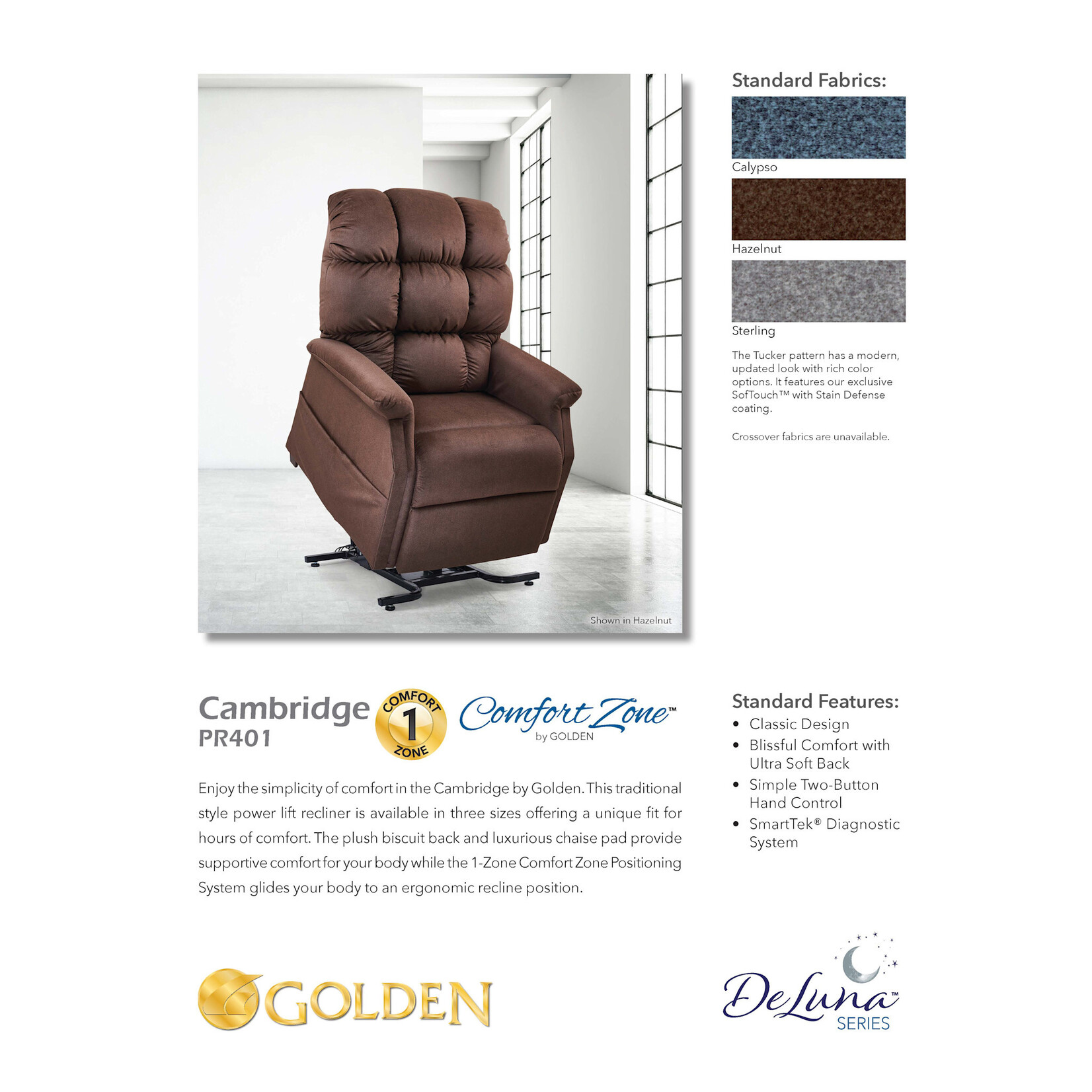 Golden Technologies 1 Zone Lift Chair: Cambridge SMALL