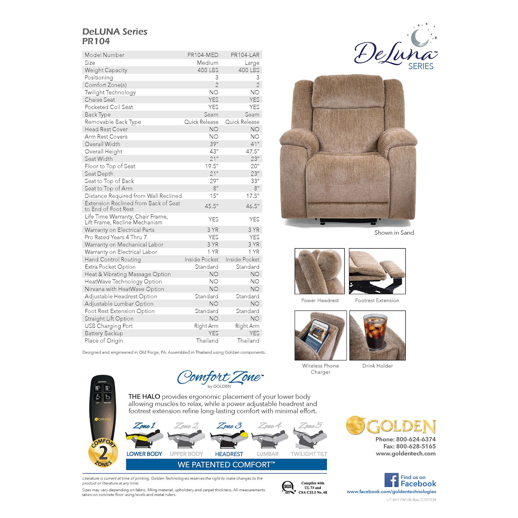 Golden Technologies 1 Zone Lift Chair: Halo Medium