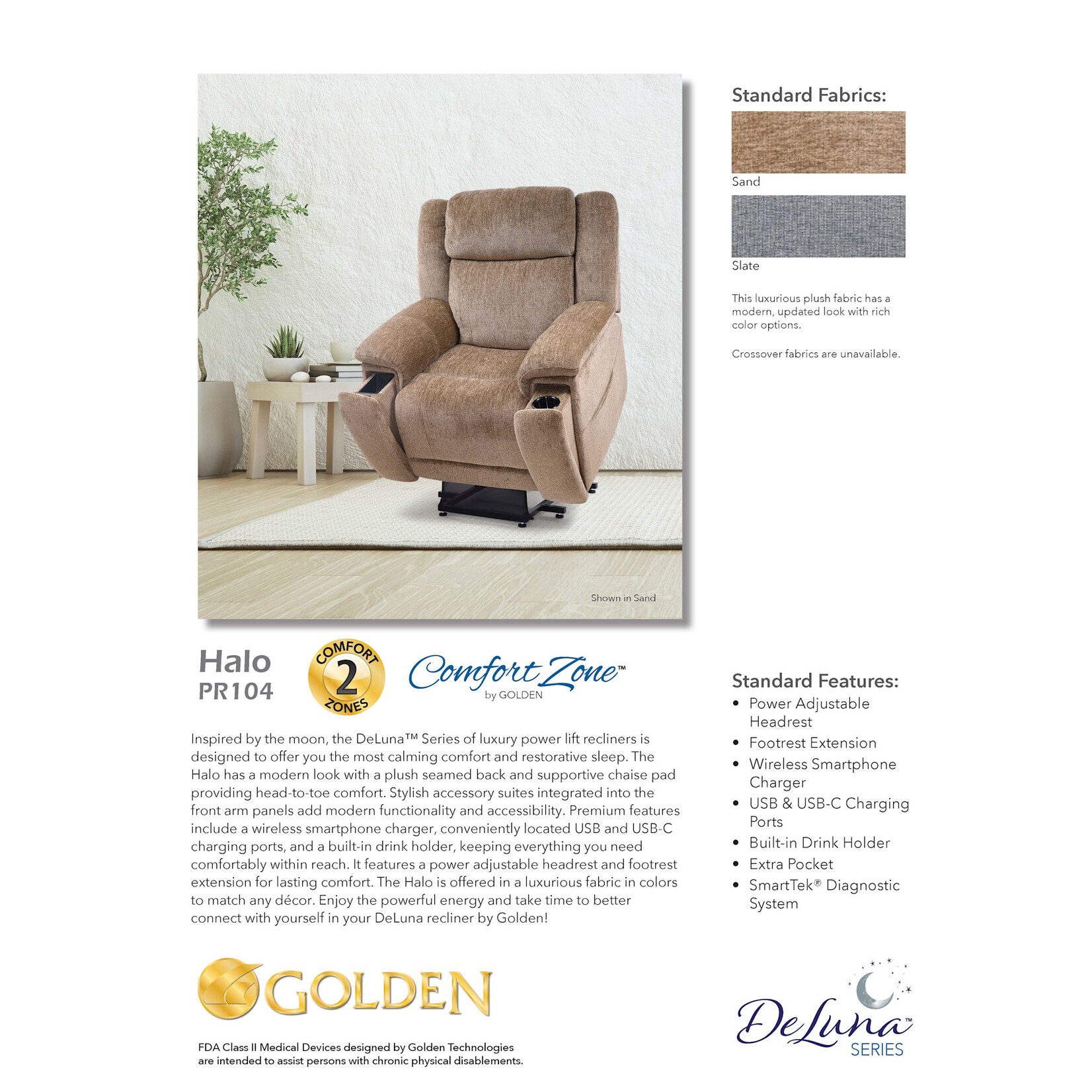 Golden Technologies 1 Zone Lift Chair: Halo Medium