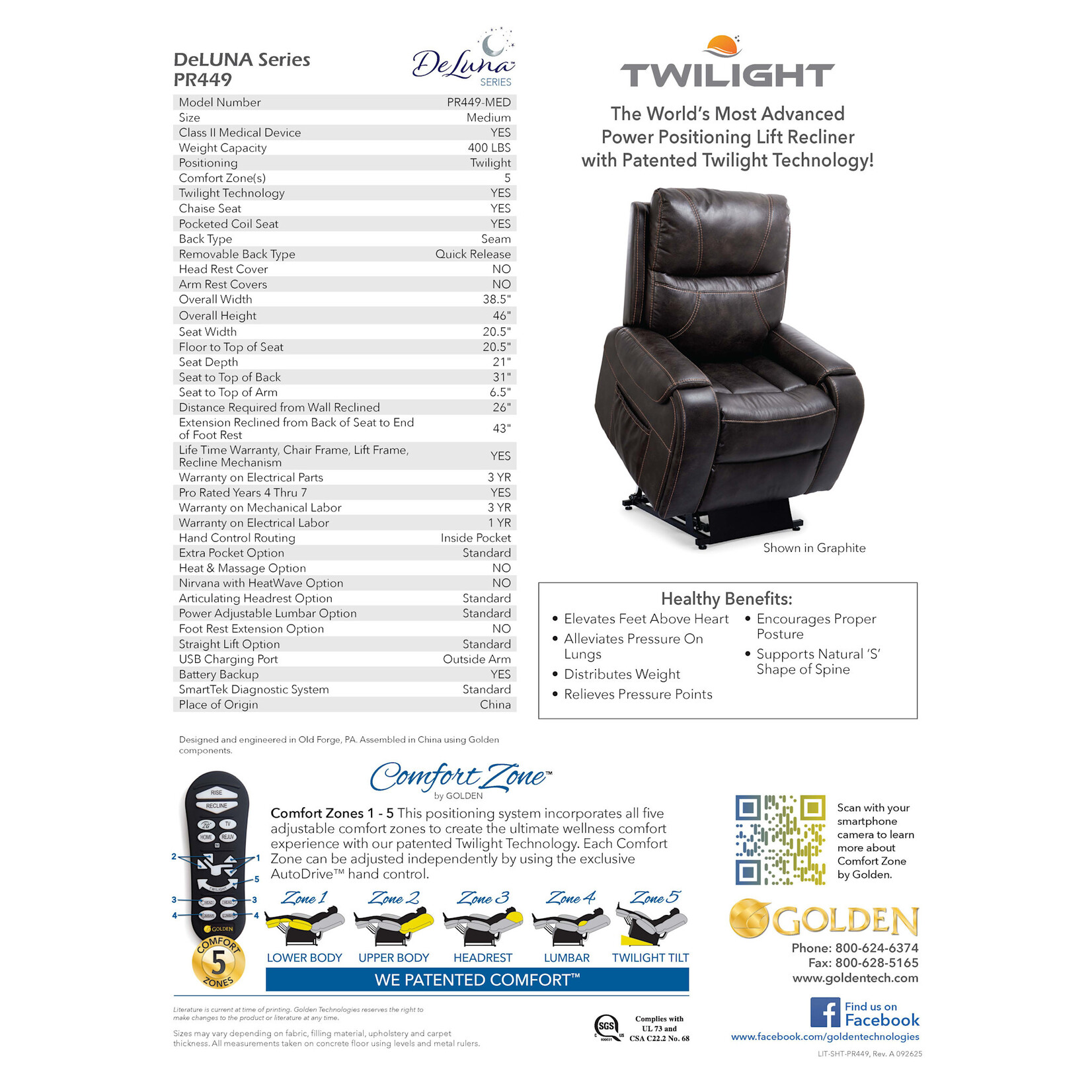 Golden Technologies 5 Zone Lift Chair: Titan Medium with Twilight