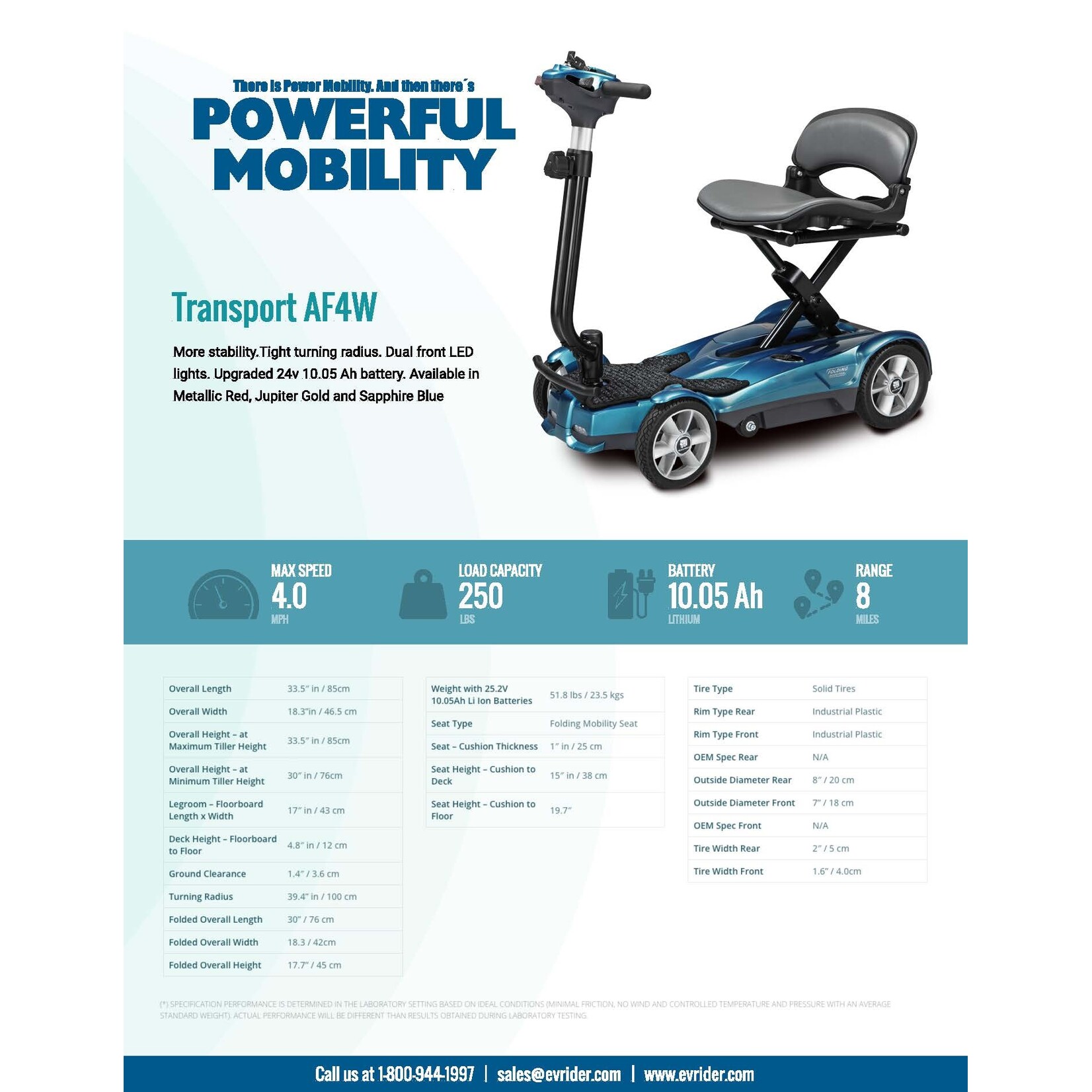 EV Rider Transport 4AF Auto Folding Scooter - Red