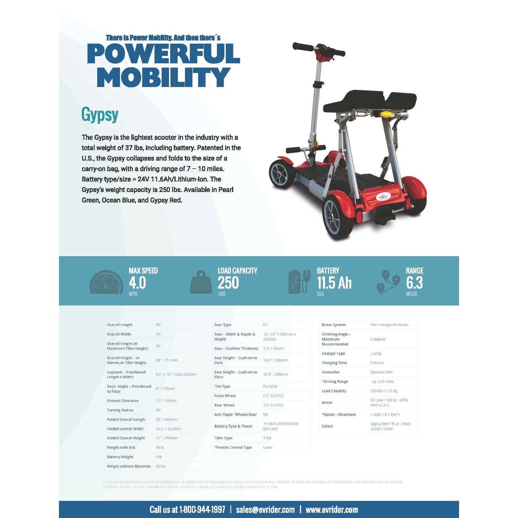 EV Rider Gypsy-2 Scooter - Blue