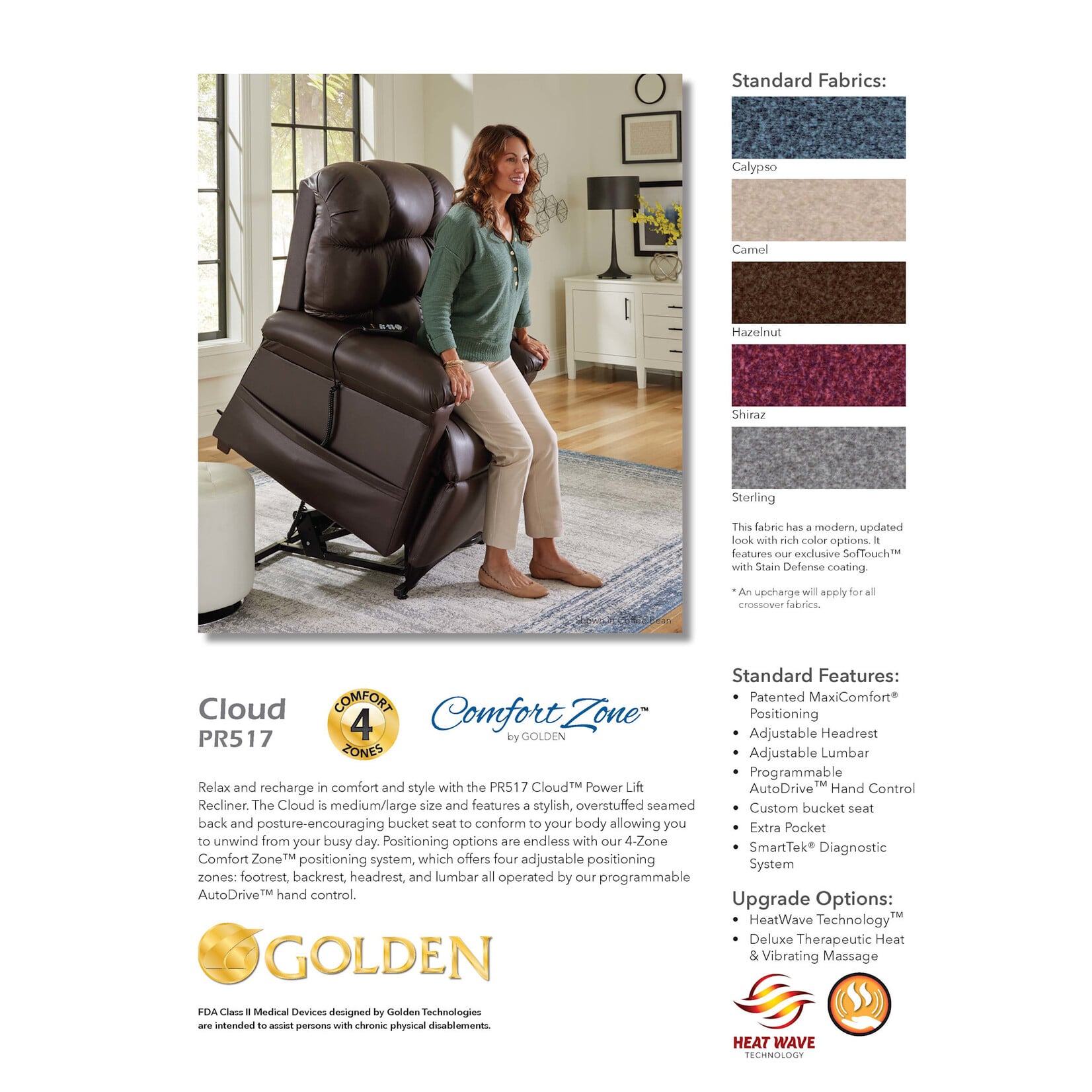 Golden Technologies 4 Zone Lift Chair: Cloud Medium/Large