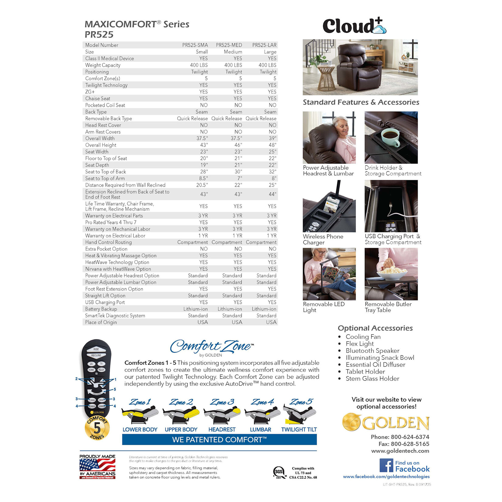 Golden Technologies 5 Zone Lift Chair: Cloud+ Luxe with Twilight Small