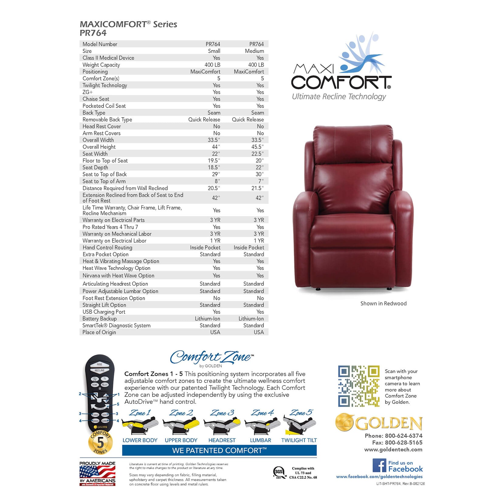 Golden Technologies 5 Zone Lift Chair: EZ Sleeper Slim with Twilight Medium