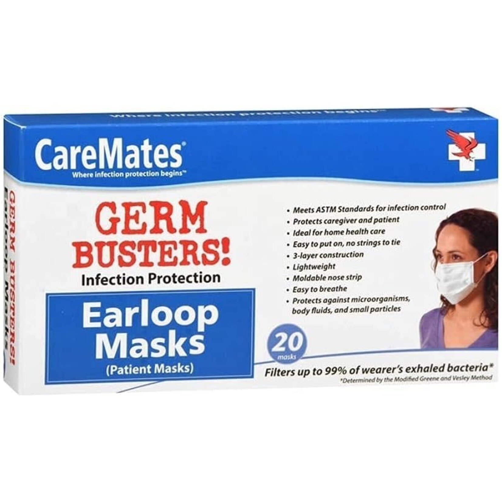 Shepard Medical Products Earloop Mask, Germ Busters - 20/box