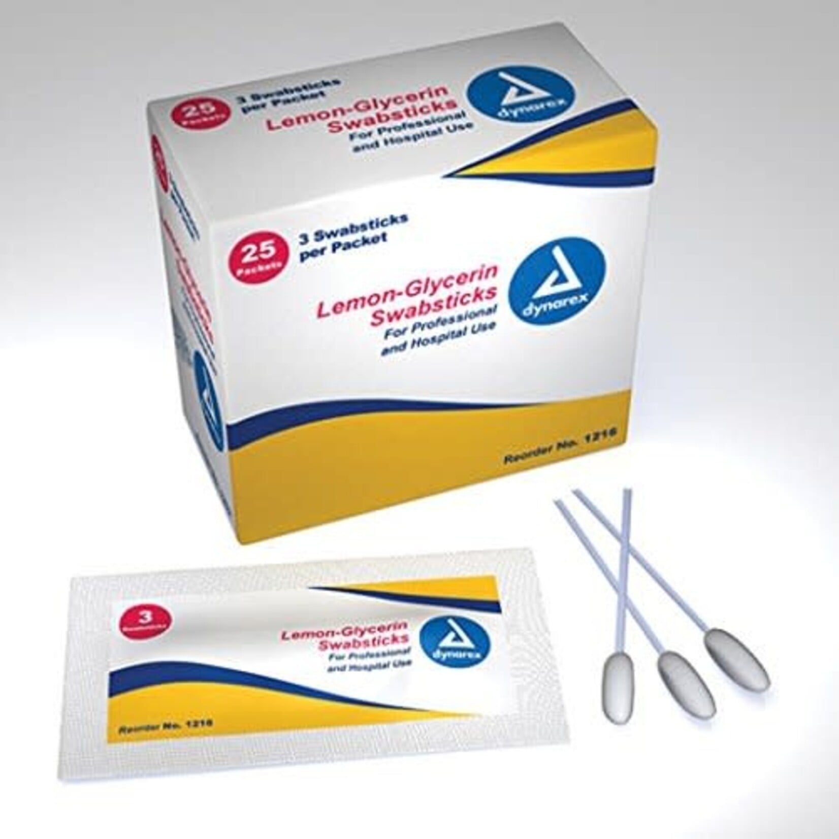 Dynarex Oral Swabs - Lemon Glycerine - 25 pkgs of 3 per box