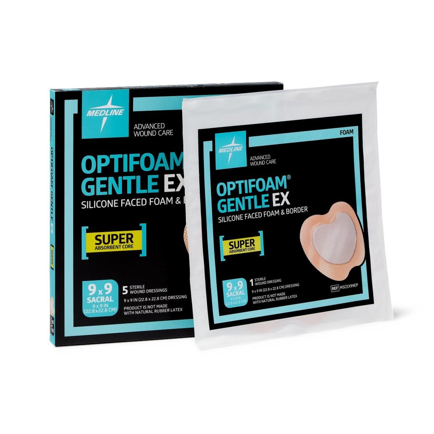 Medline Foam Dressing, Optifoam Gentle Ex - 9" x 9" - 1each