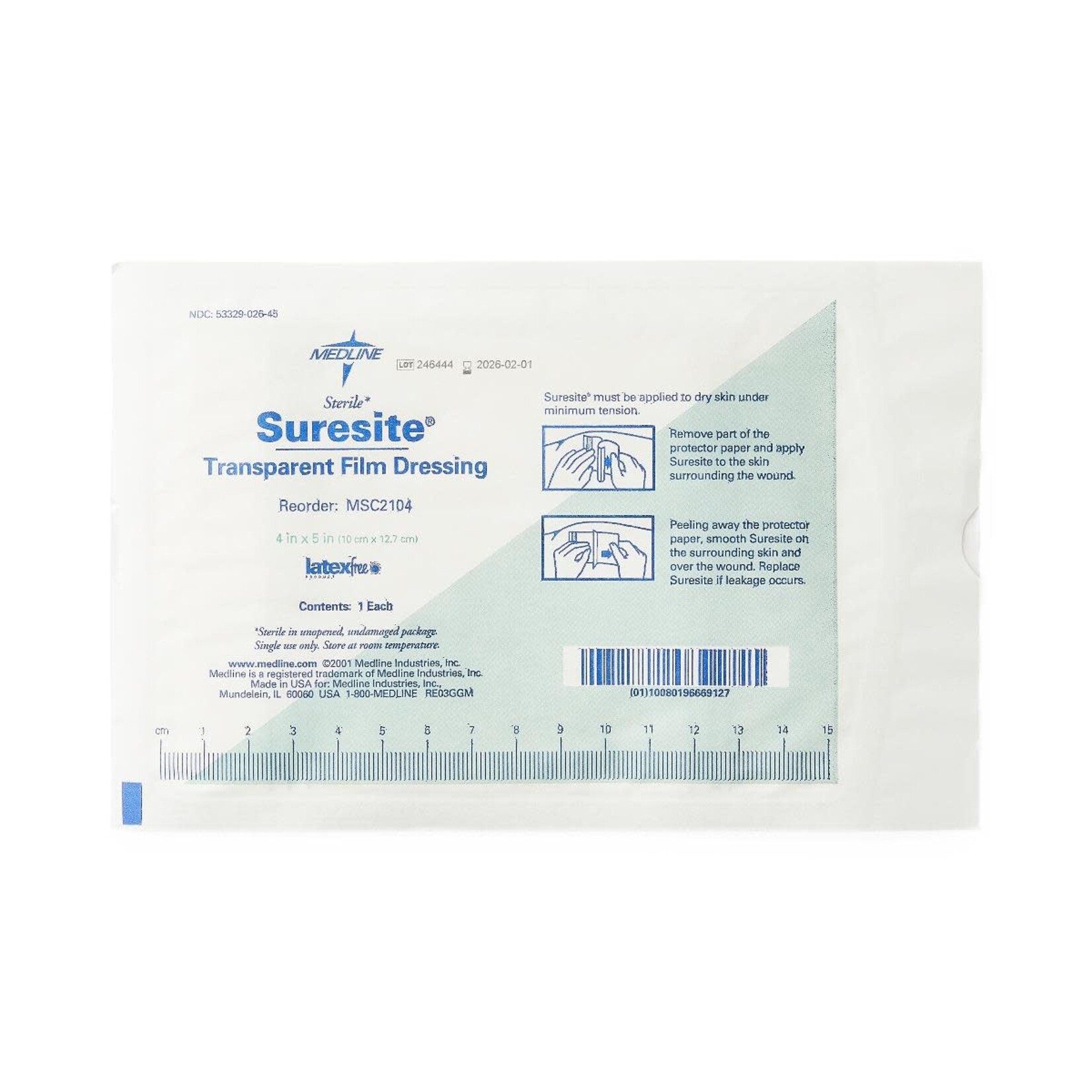 Medline Transparent Film, SureSite - 4" x 5" - 1each