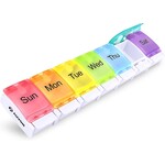 Auvon 7 Day Organizer- Multi Color Travel Pill container