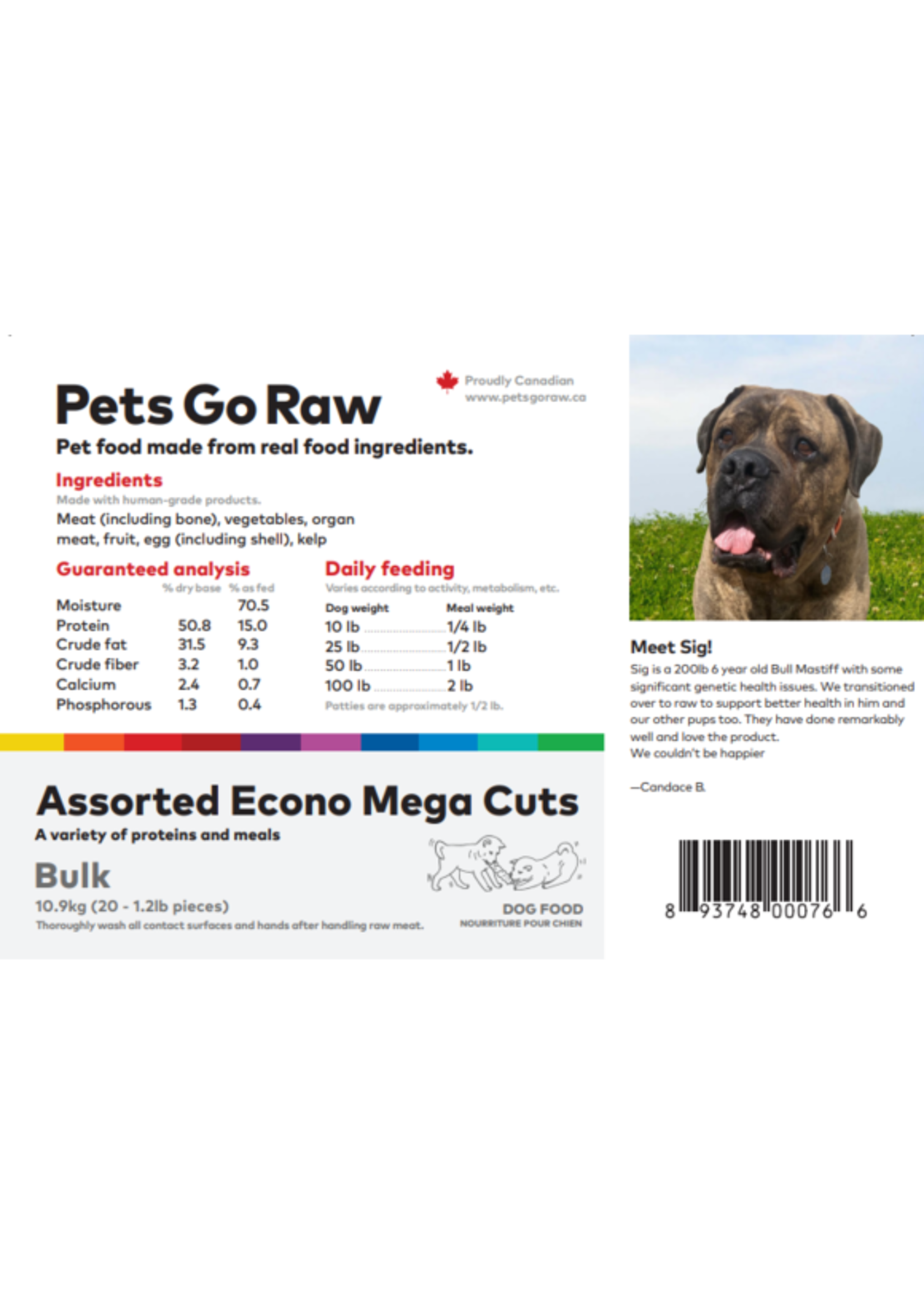 Pets Go Raw Pets Go Raw Econo Mega Cuts 17.6lbs (20-1.2lb pieces)