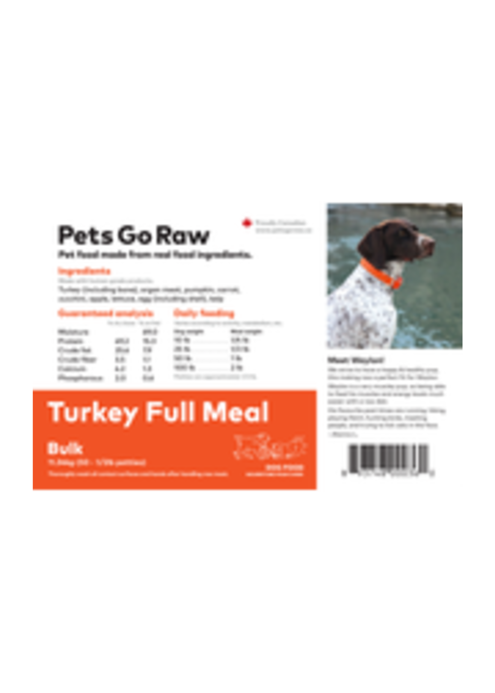 Pets Go Raw Pets Go Raw Turkey Full Meal Bulk 25lbs (1/2lbs)