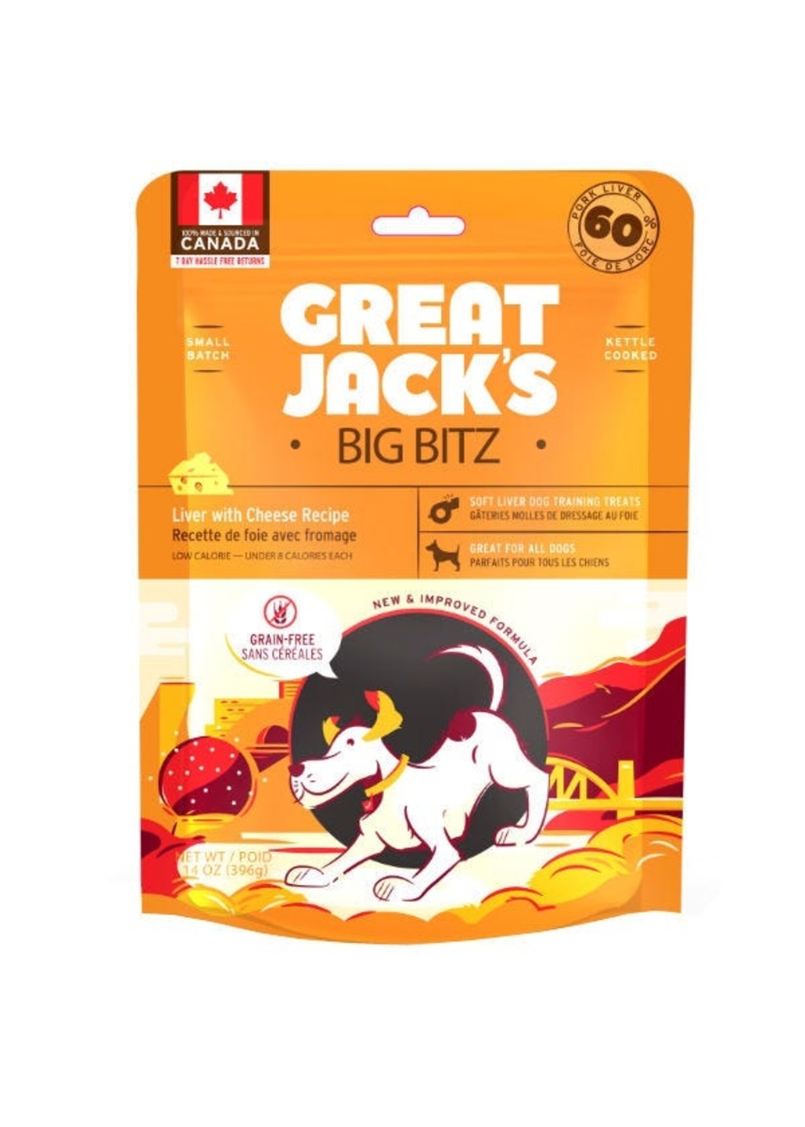 Great Jack's Great Jack's Dog Treats GF Pork Liver & Cheese Big Bitz 396g