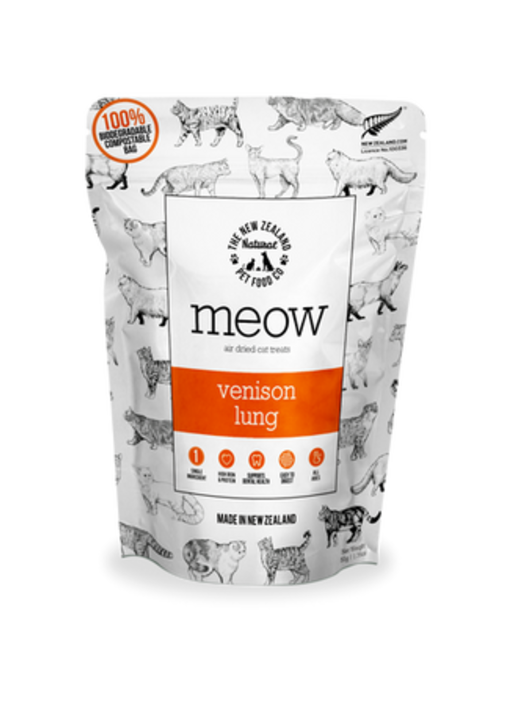 New Zealand Natural Pet Food Co NZ Natural Pet Food Co Meow Venison Lung Treat 50g