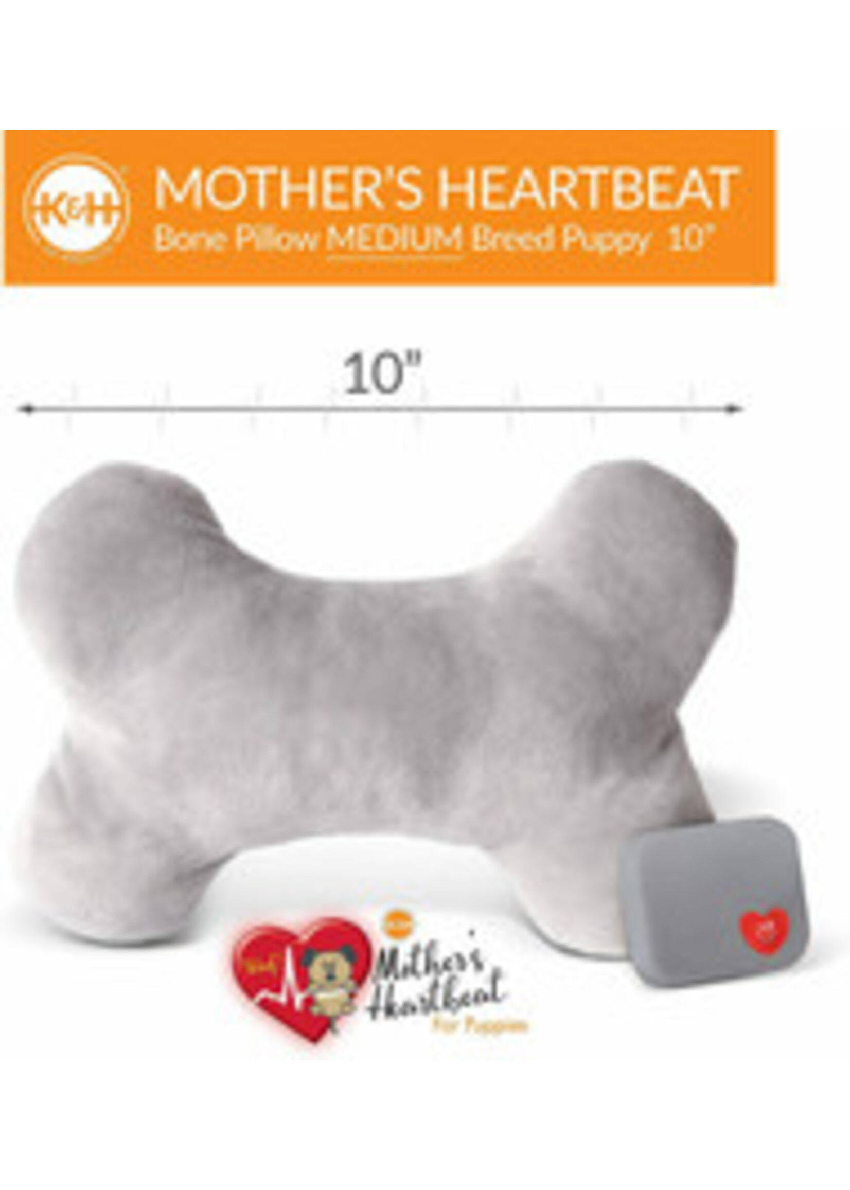 K&H Pet Products K&H Heartbeat Pillow Bone Gray Medium 10in