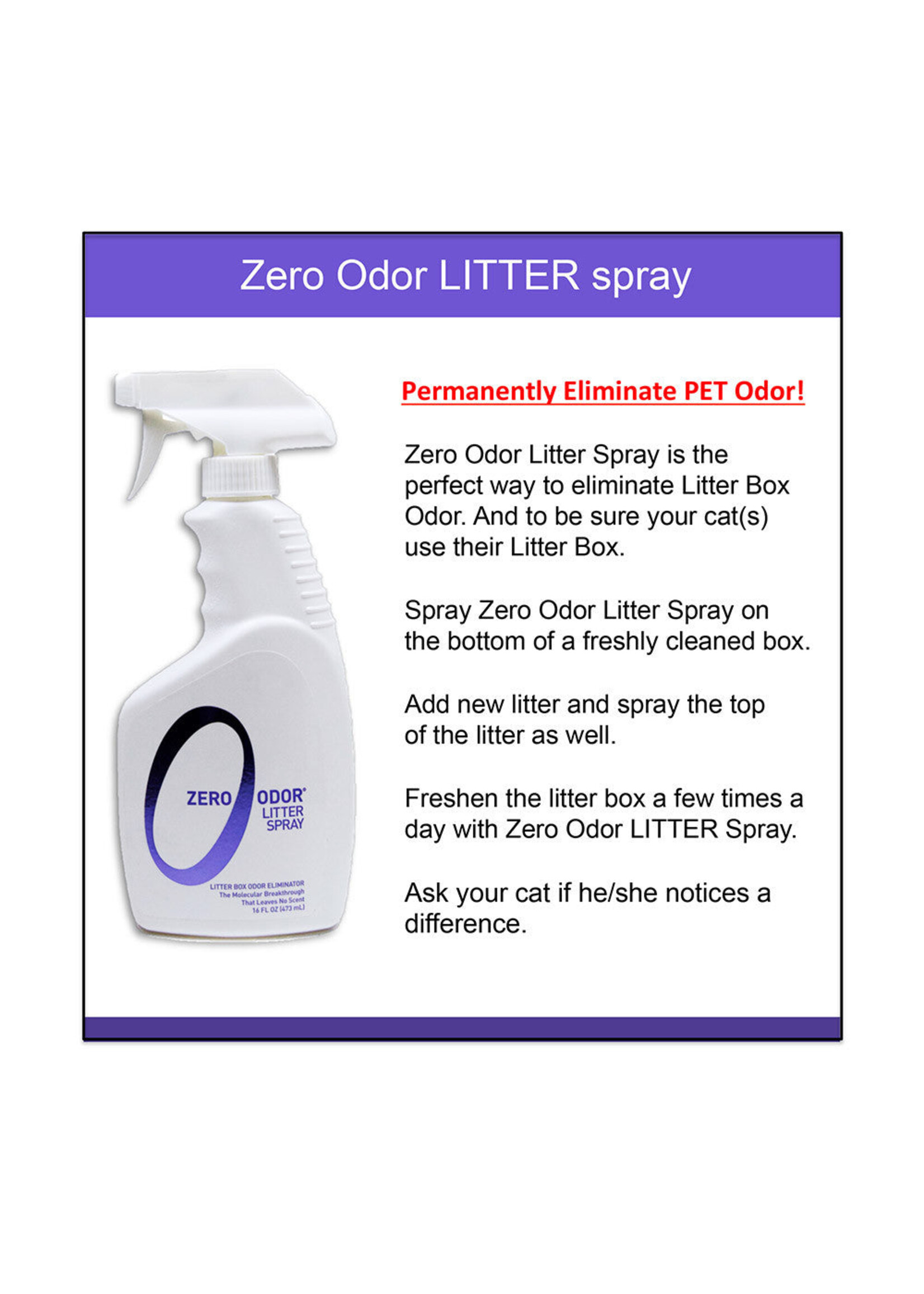 Zero Odor Litter Spray 16oz