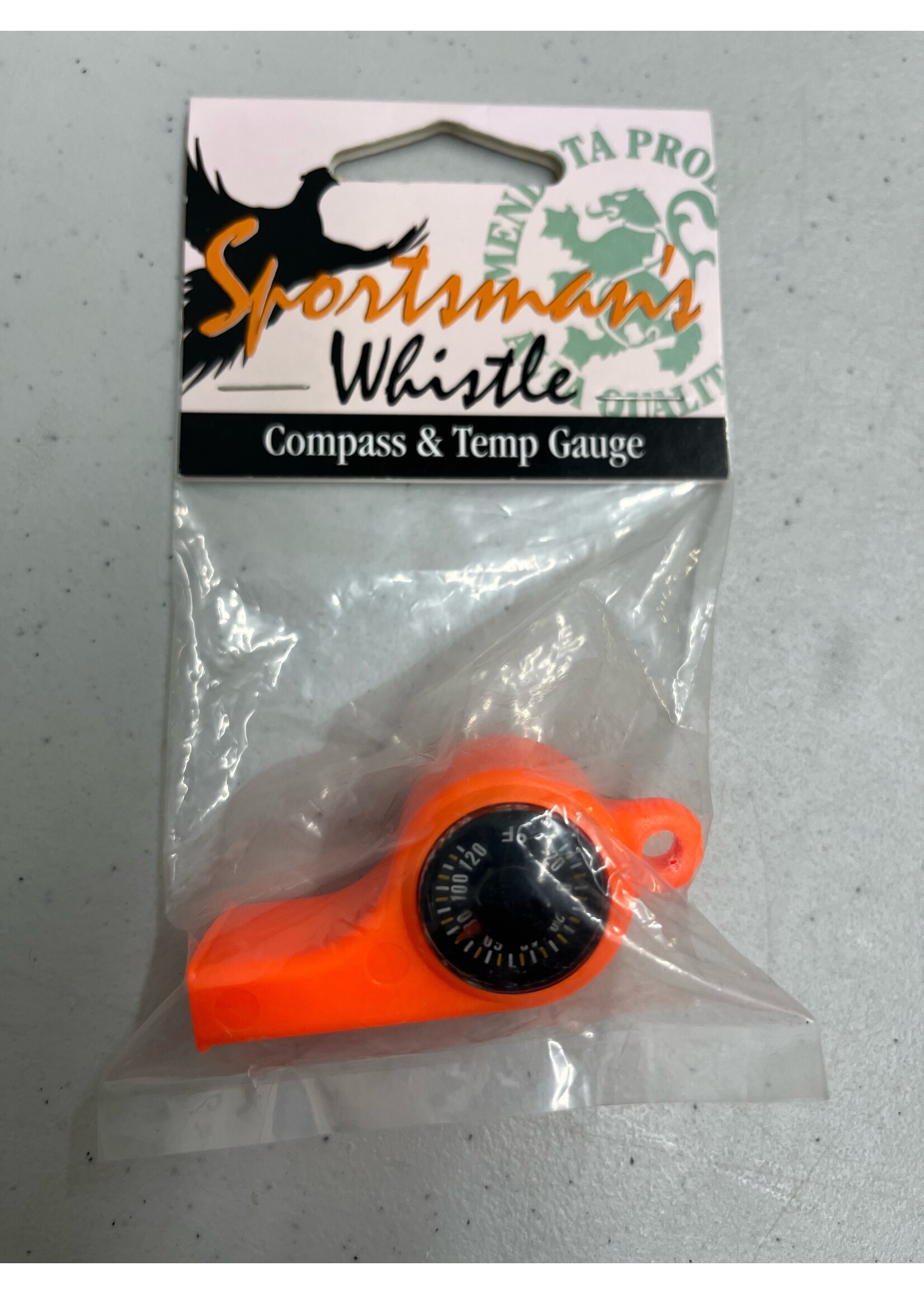 Mendota Products Sportsman's Whistle with Compass & Temperature Gauge Upland Orange