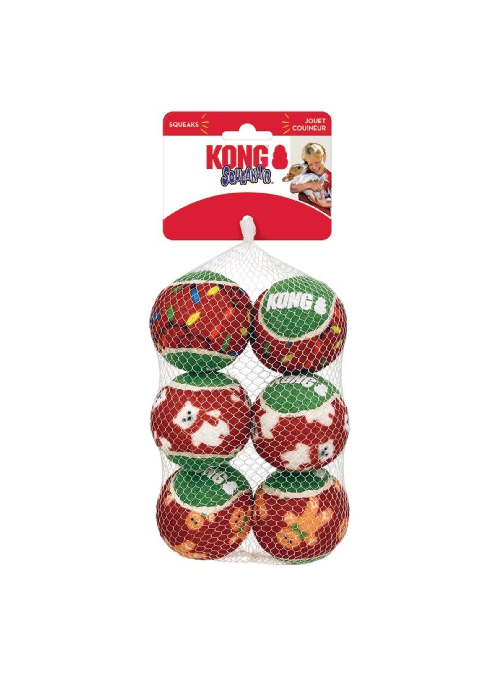 Kong Kong Holiday SqueakAir Balls 6pack Medium