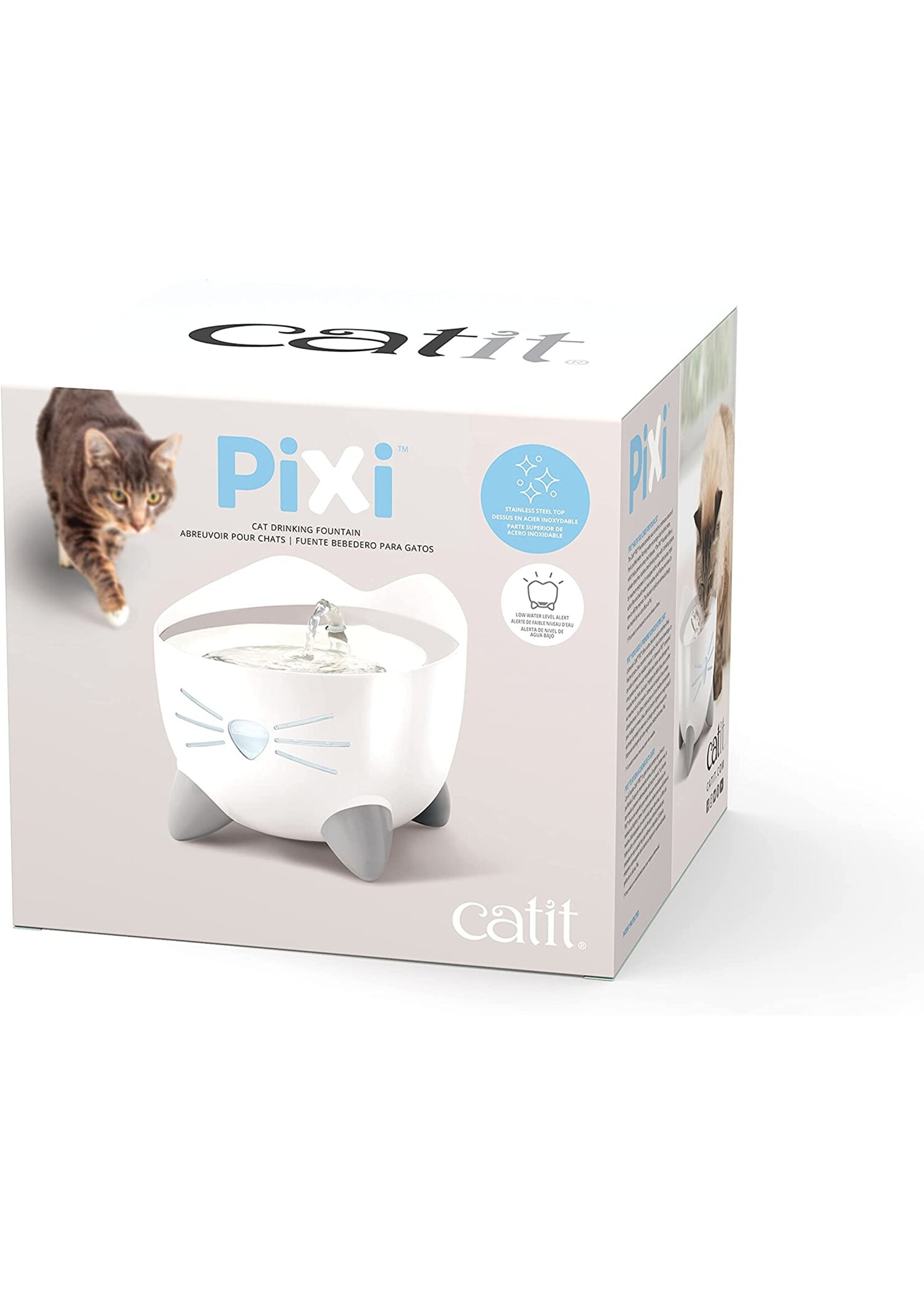 Catit Catit PIXI Fountain White w/Stainless Steel Top 2.5L