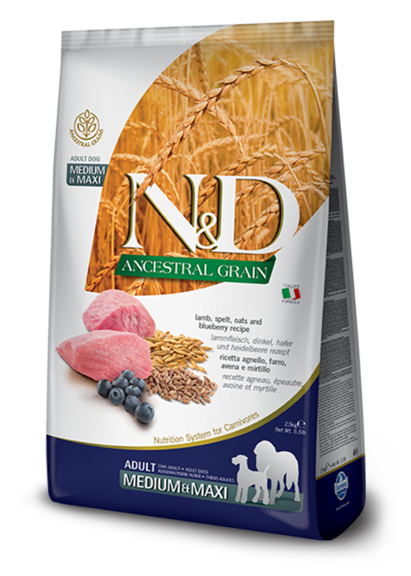 Farmina Farmina N&D Dog Ancestral Lamb & Blueberry Med/Maxi