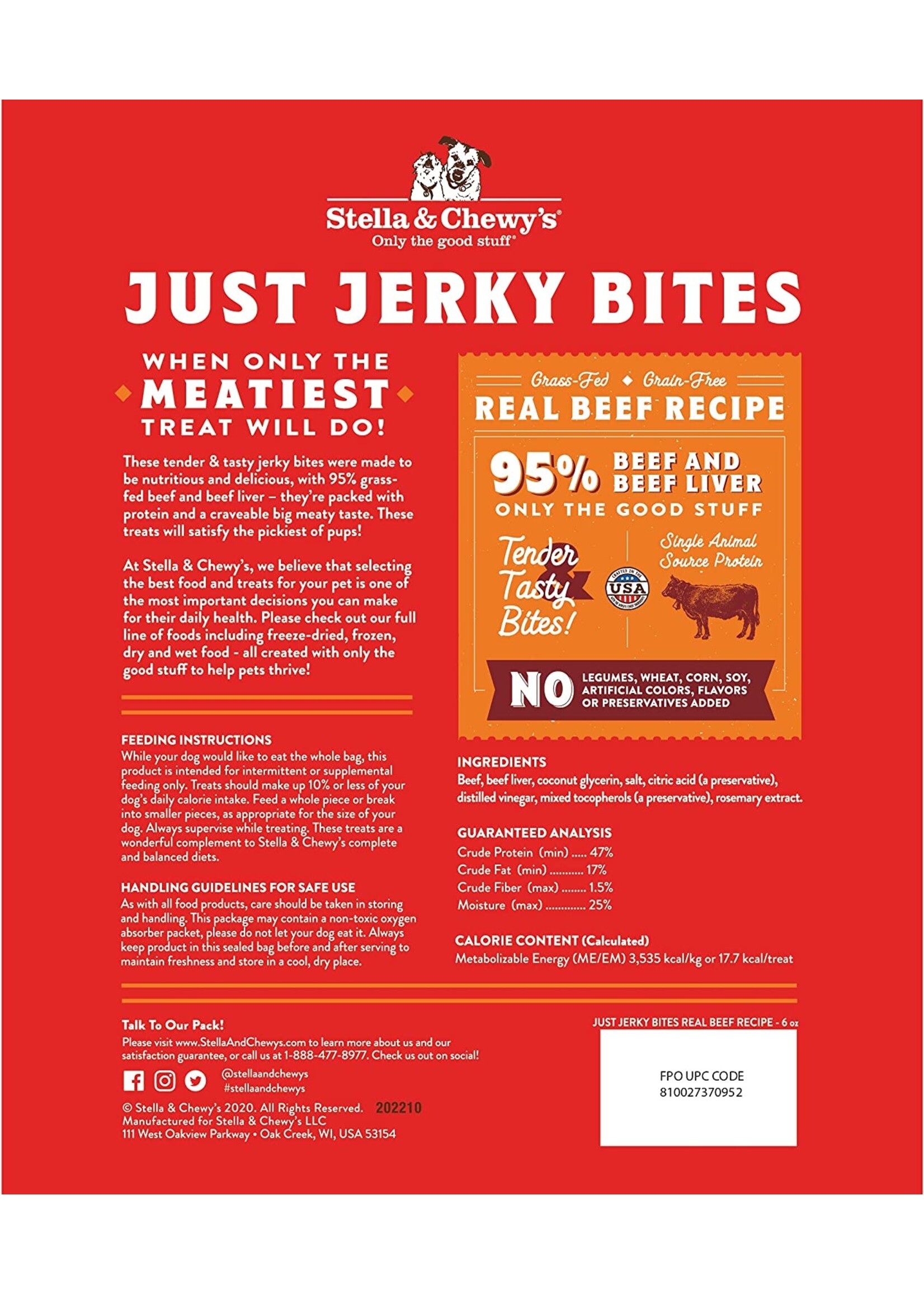 Stella and Chewy's Stella & Chewy's Just Jerky Bites Beef 6oz