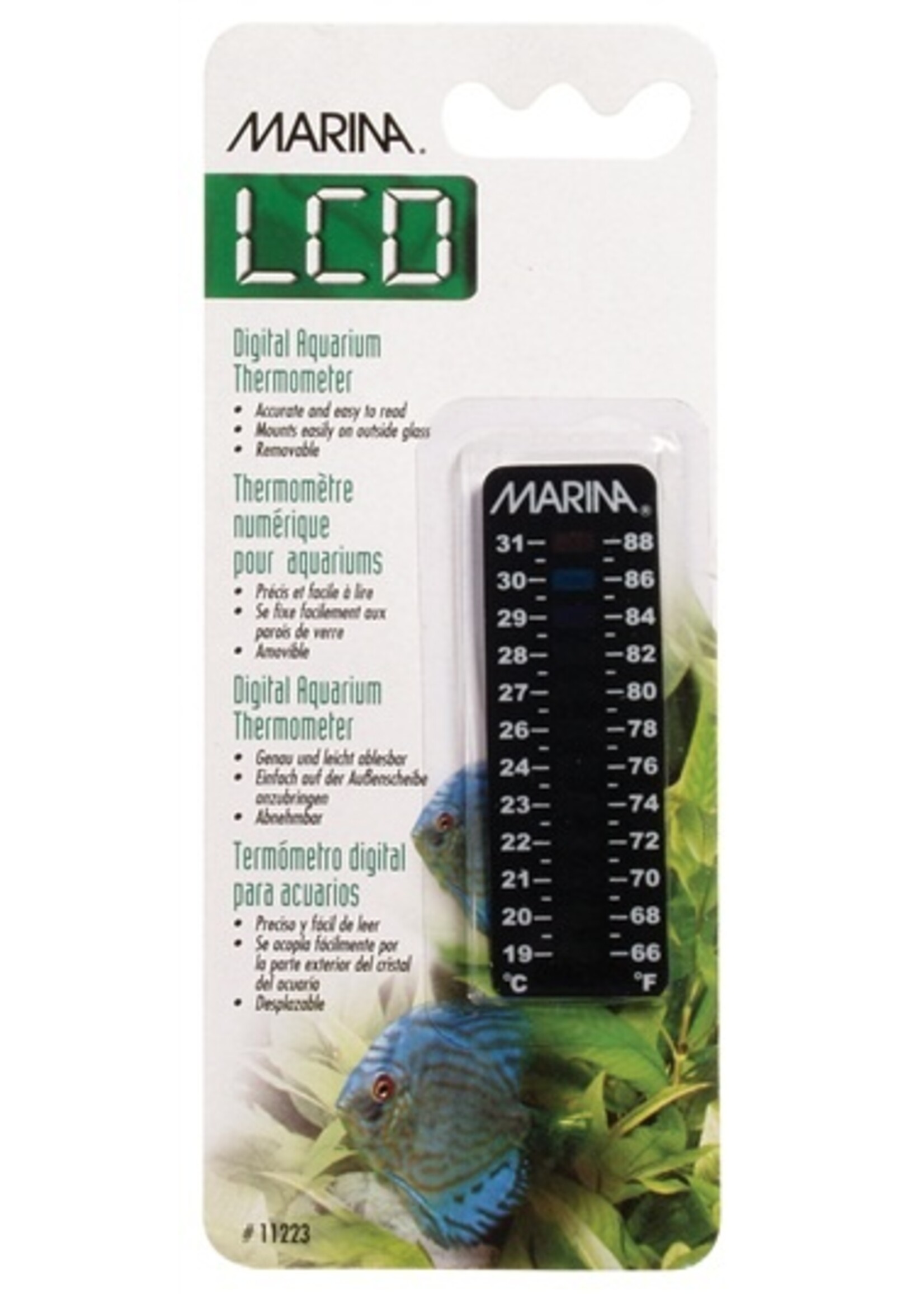 Marina Marina LCD Aquarium Thermometer-Centigrade-Fahrenheit- 19 to 31C (66 to 88F)