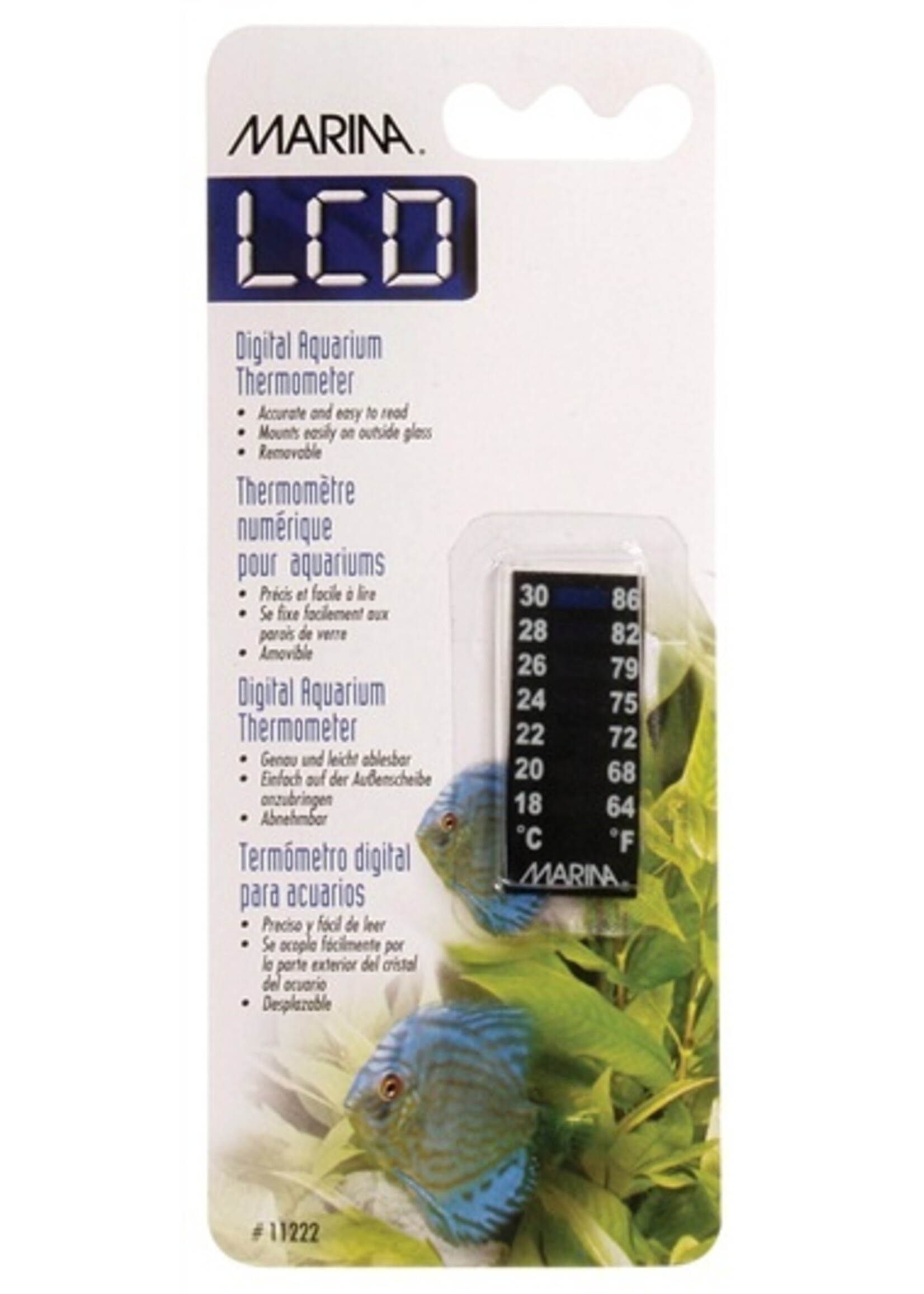Marina Marina LCD Aquarium Thermometer- Centigrade-Fahrenheit- 18 to 30C (64 to 86F)