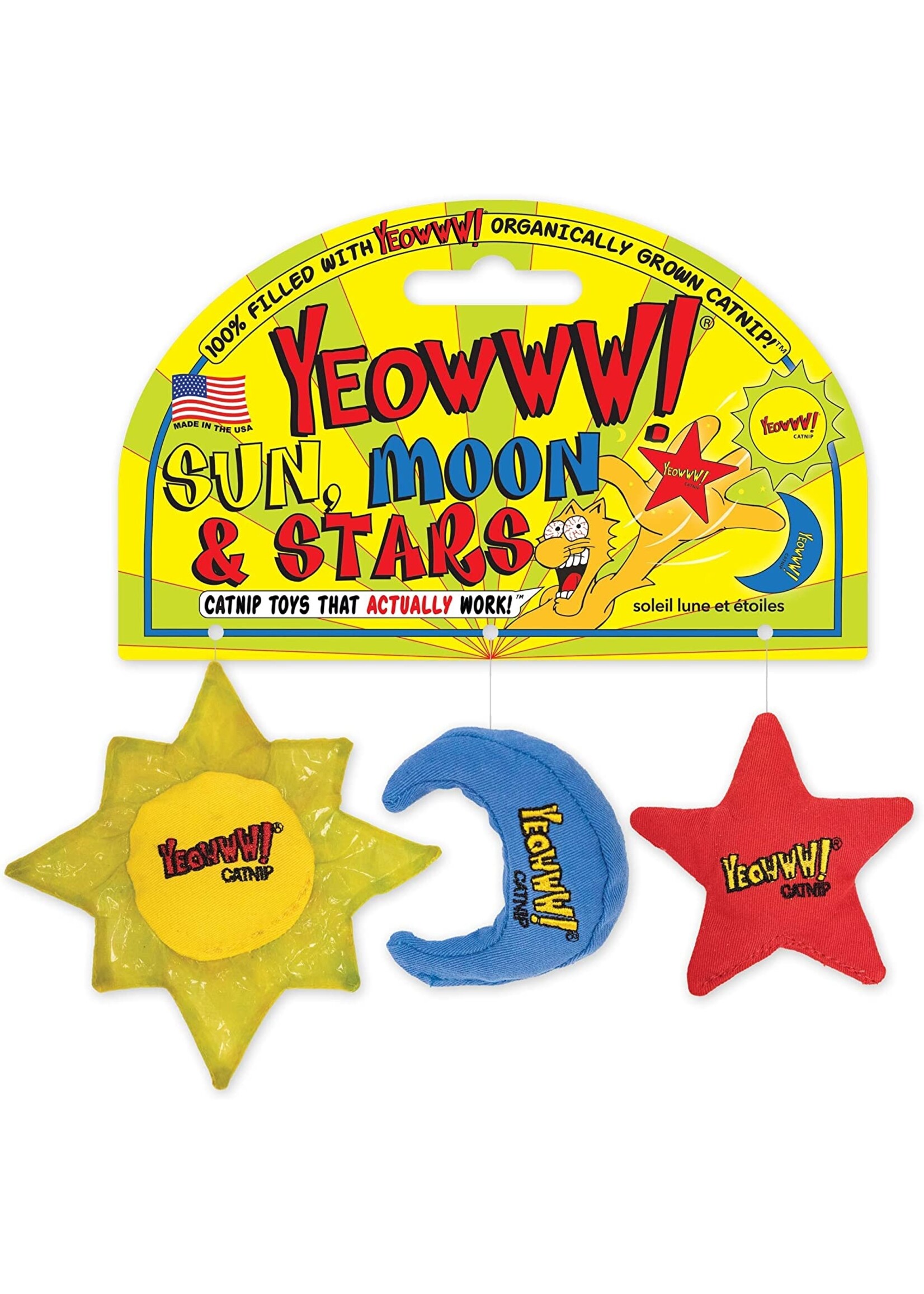 Ducky World Ducky World Yeowww! Sun Moon Stars Catnip Toy 3pack