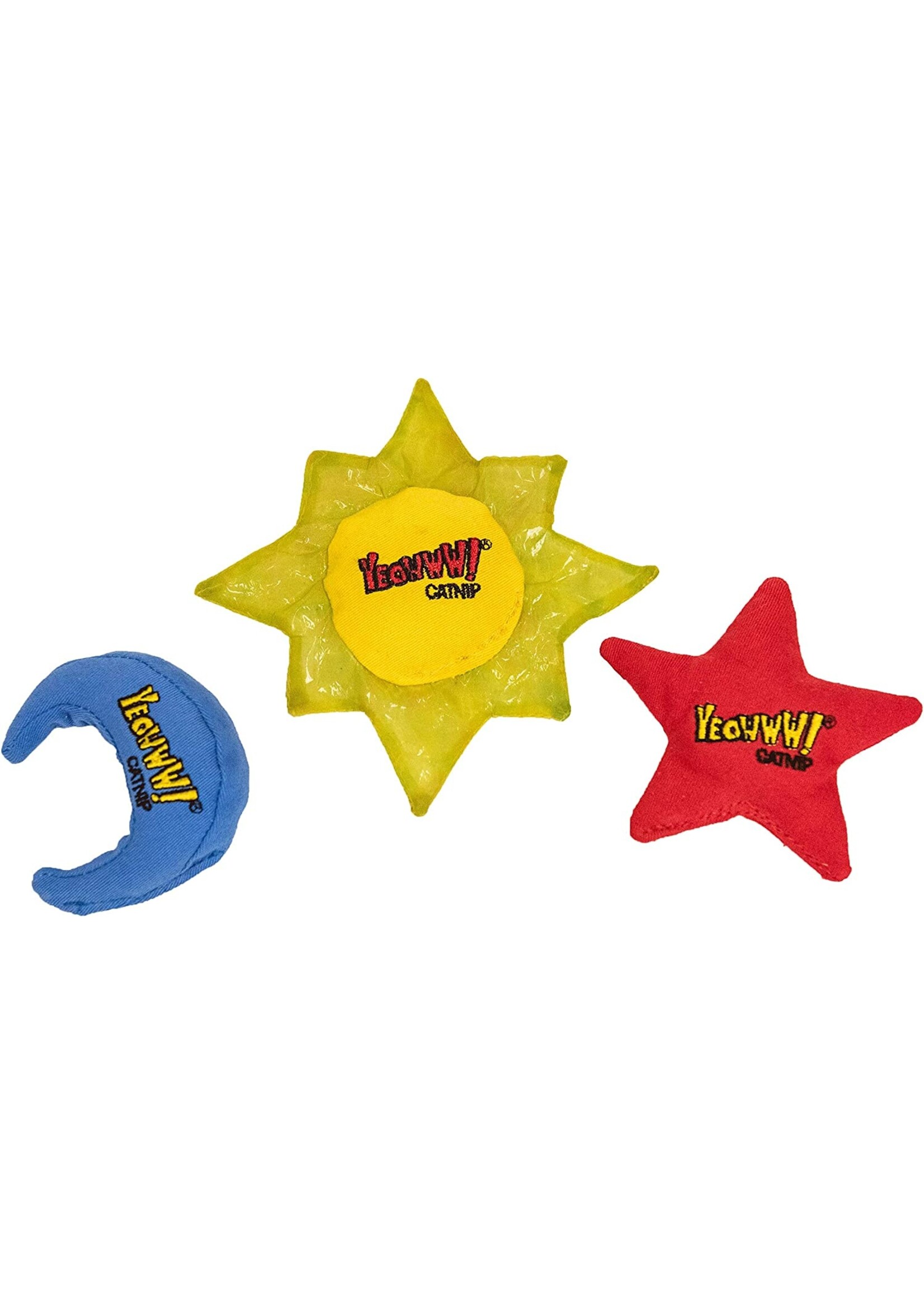 Ducky World Ducky World Yeowww! Sun Moon Stars Catnip Toy 3pack