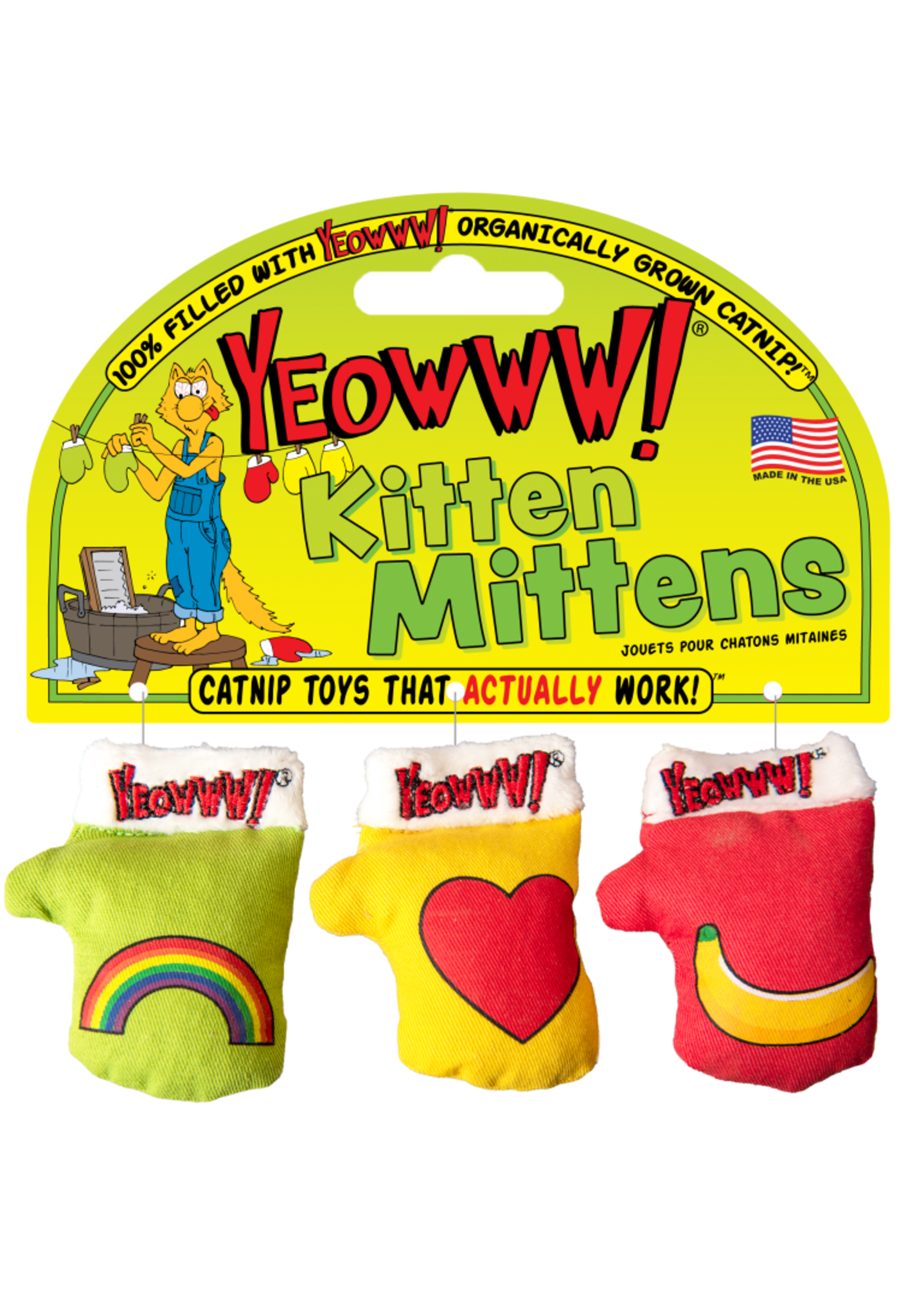 Ducky World Ducky World Yeowww! Kitten Mittens Assorted 3pack Catnip