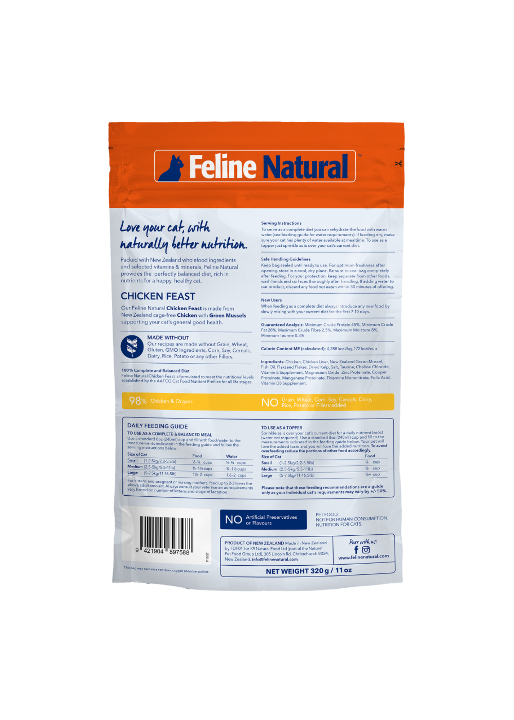 Feline Natural Feline Natural Chicken Feast Freeze Dried 320g