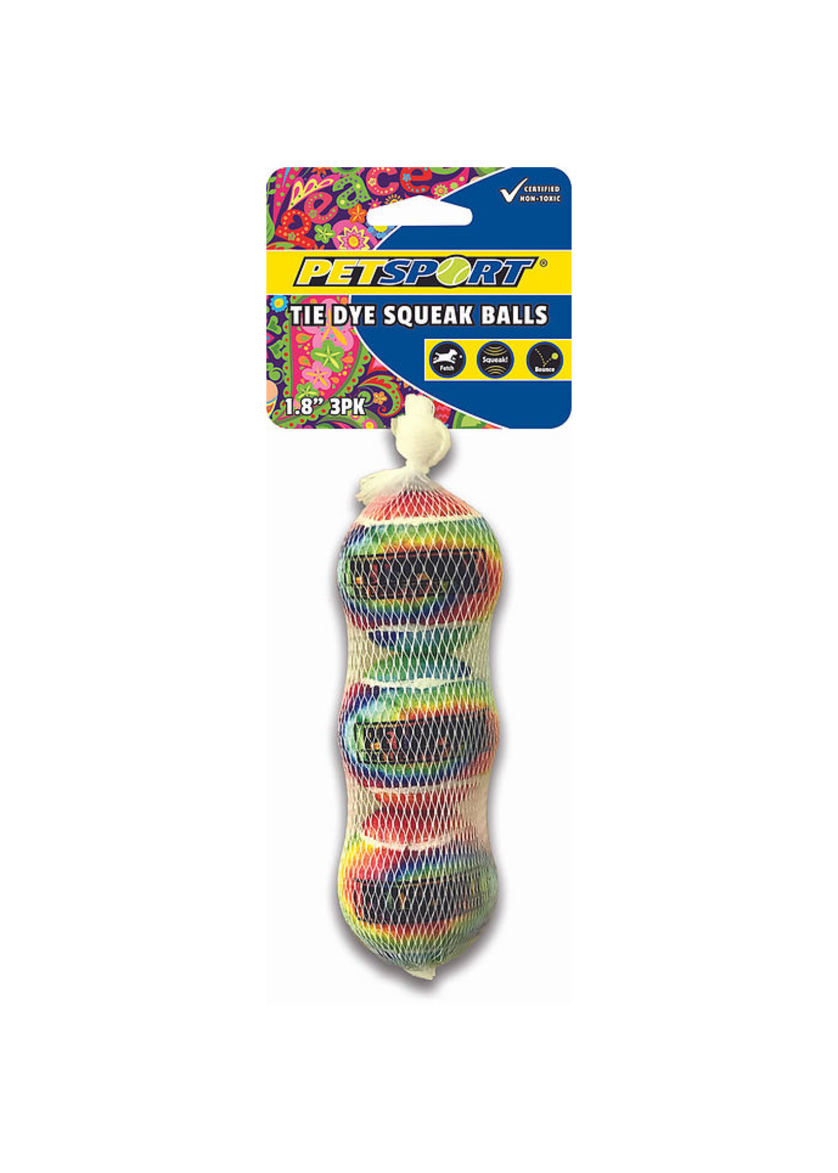 Petsport Petsport Tie Dye Squeak Ball 1.8" 3pack