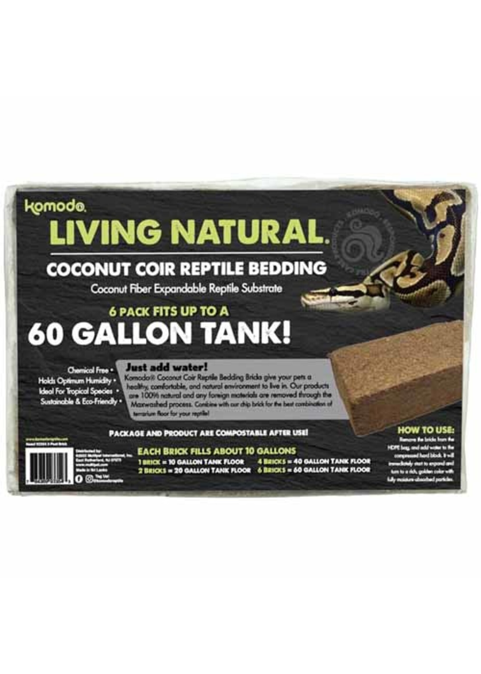 Komodo Komodo Coconut Coir Peat Reptile Bedding 6pack for up to 60gallon